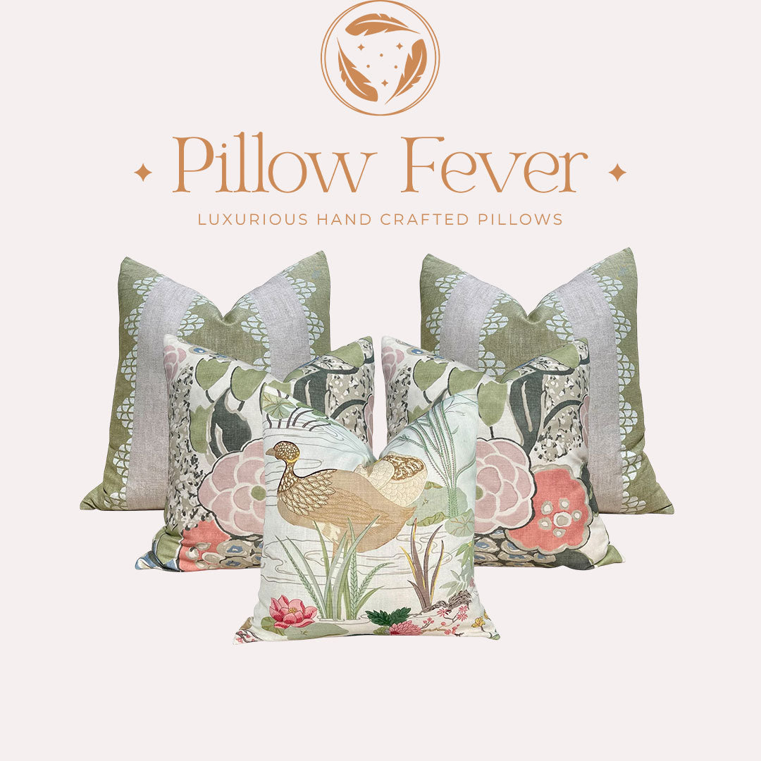 Thibaut Laura Pillow Cover in Blush and Green