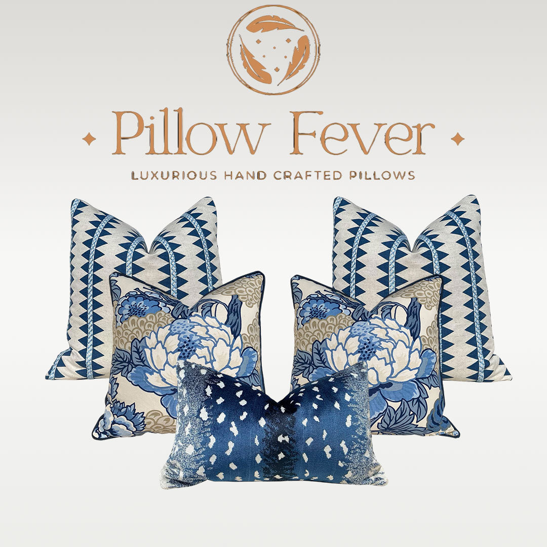 Thibaut Honshu Pillow - Blue, White, Beige