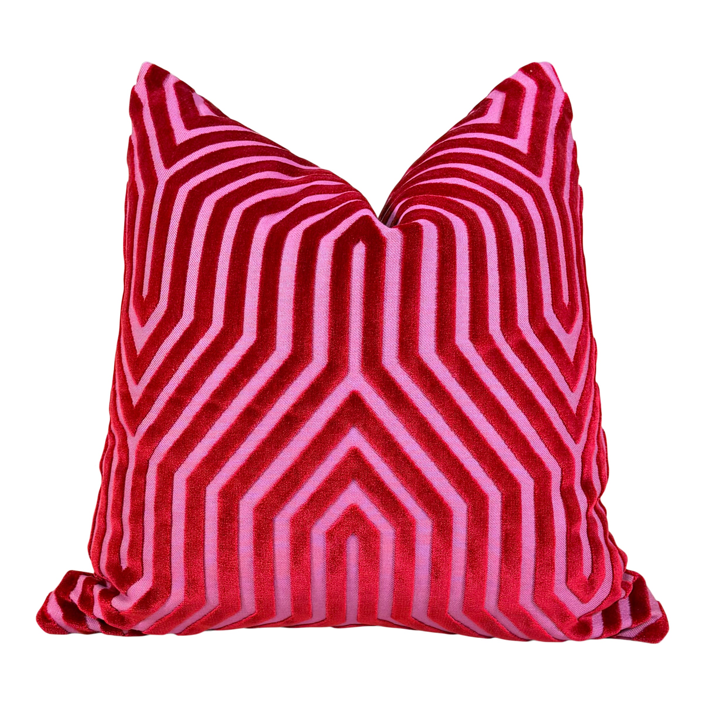 Schumacher Vanderbilt Velvet Pillow - Fuchsia