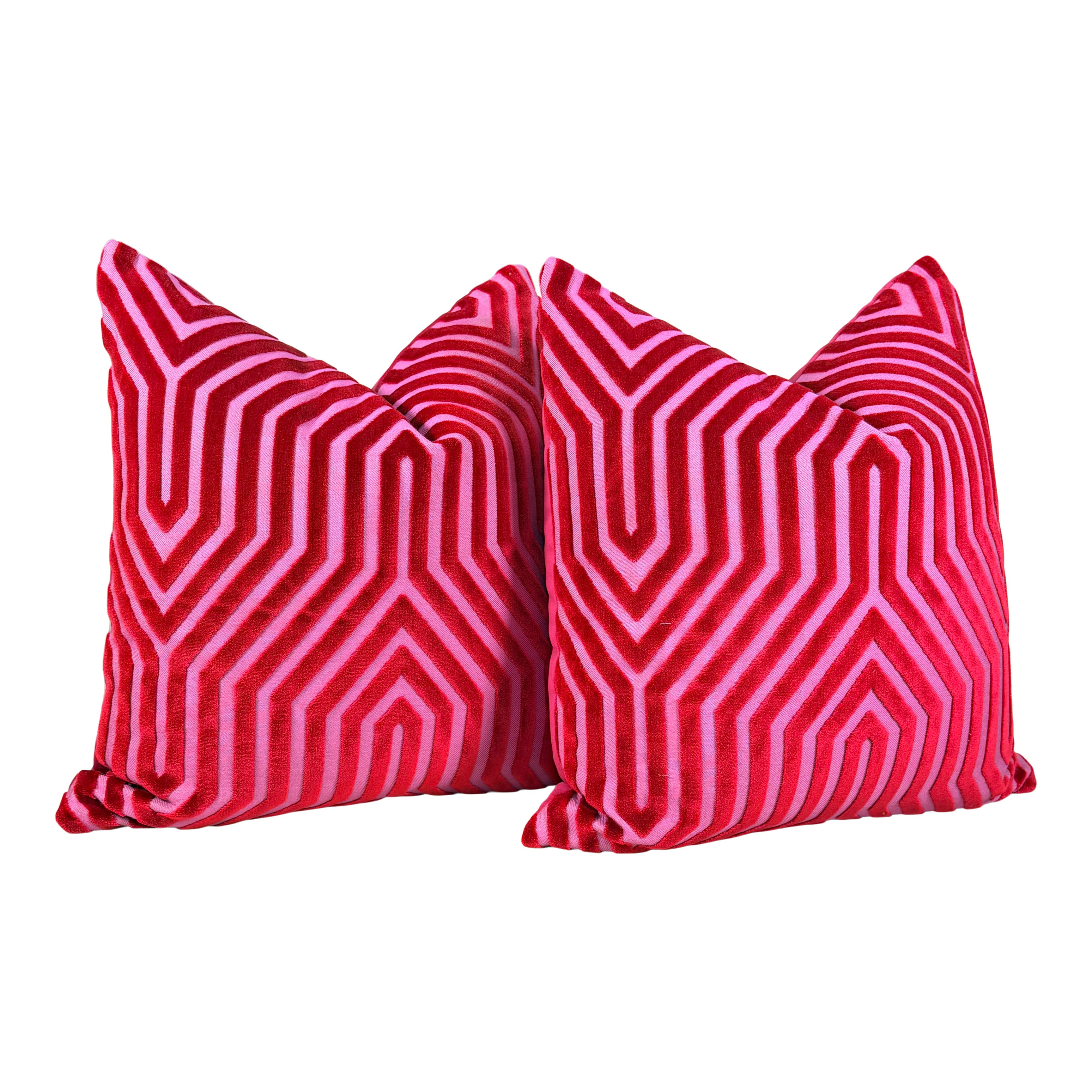 Schumacher Vanderbilt Velvet Pillow - Fuchsia