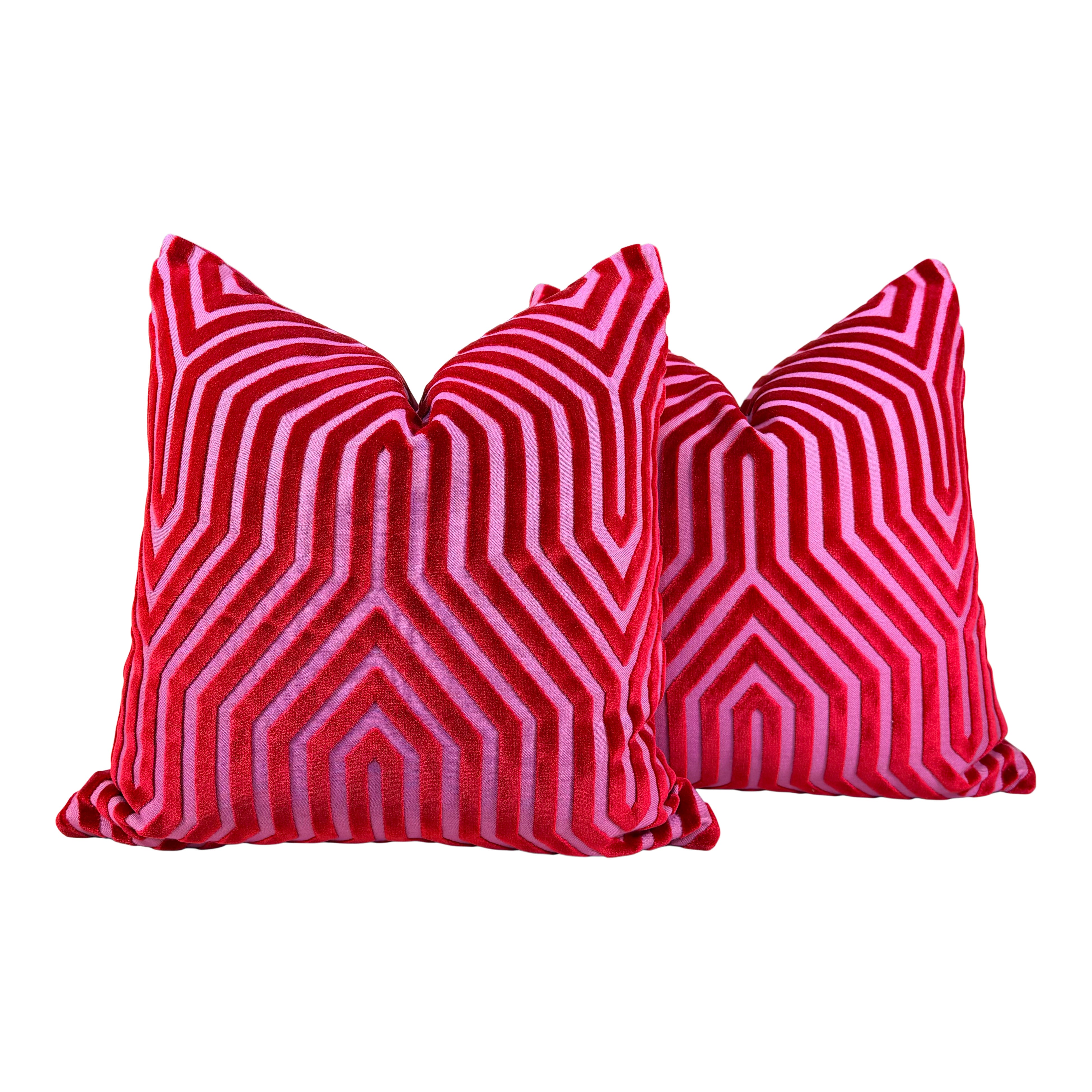 Schumacher Vanderbilt Velvet Pillow - Fuchsia