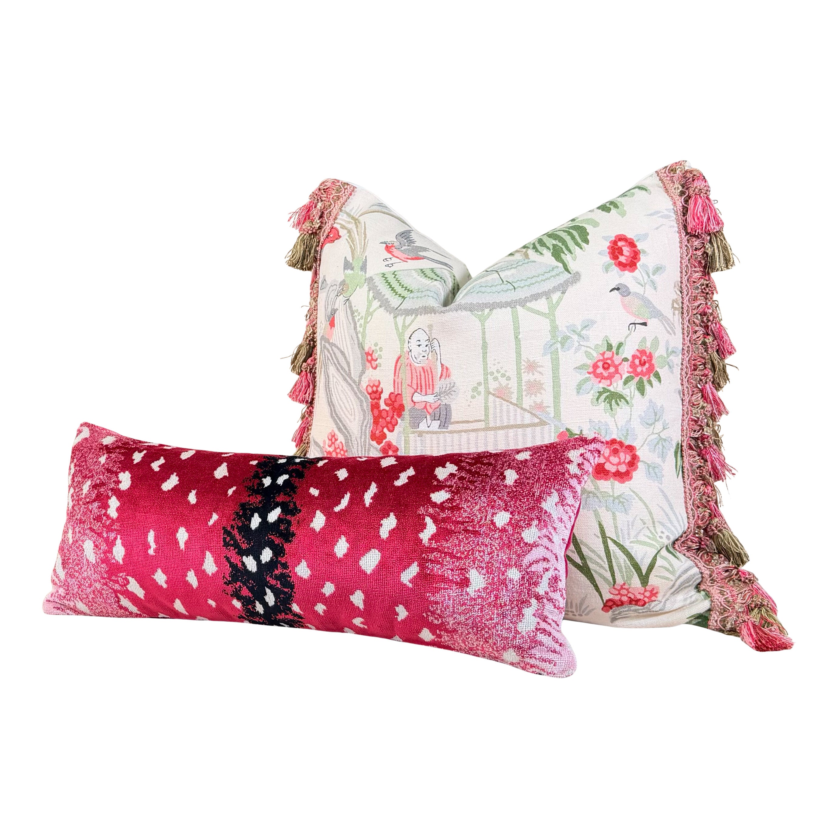 Schumacher Vanderbilt Velvet Pillow - Fuchsia