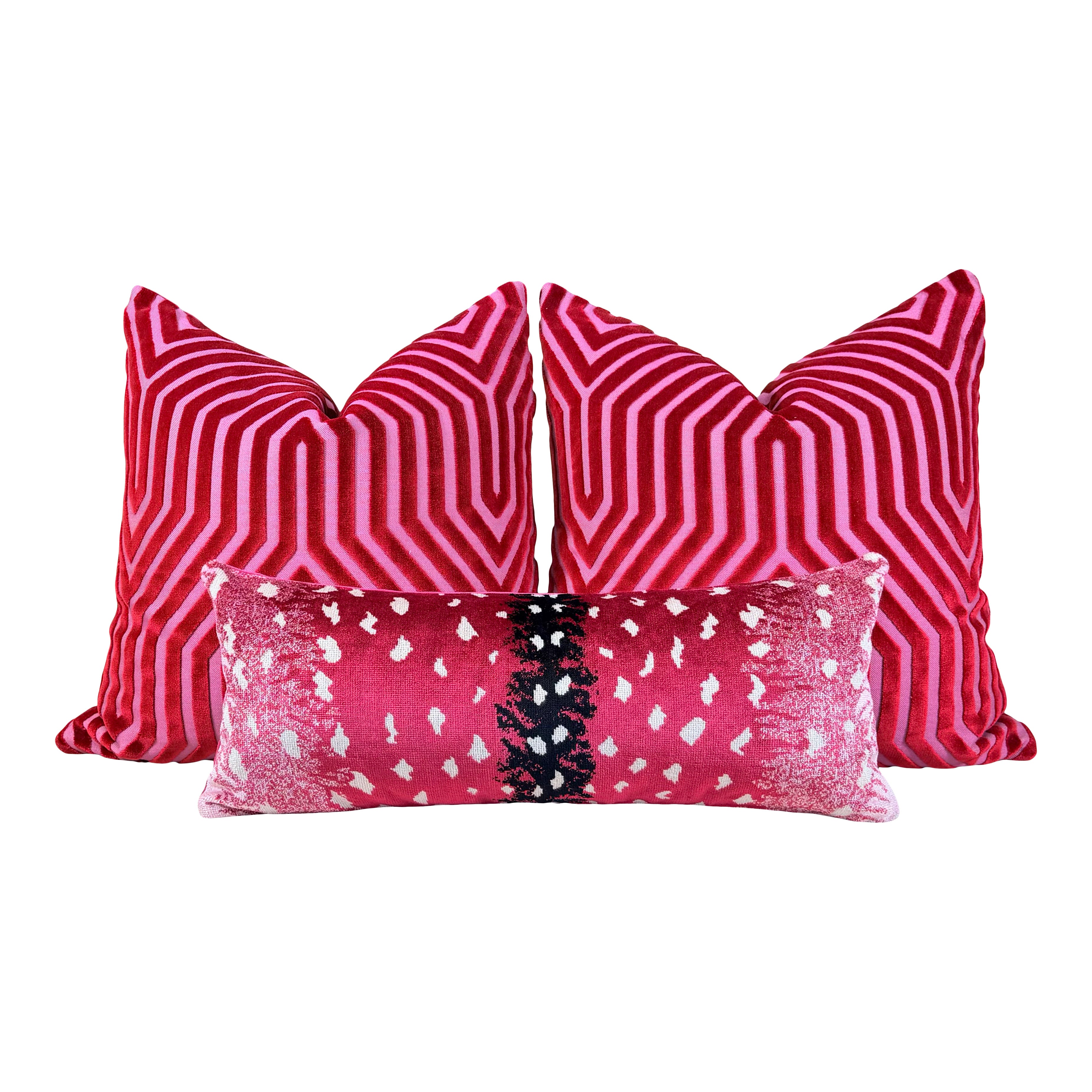 Scalamandre Antelope Velvet Pillow - Raspberry.