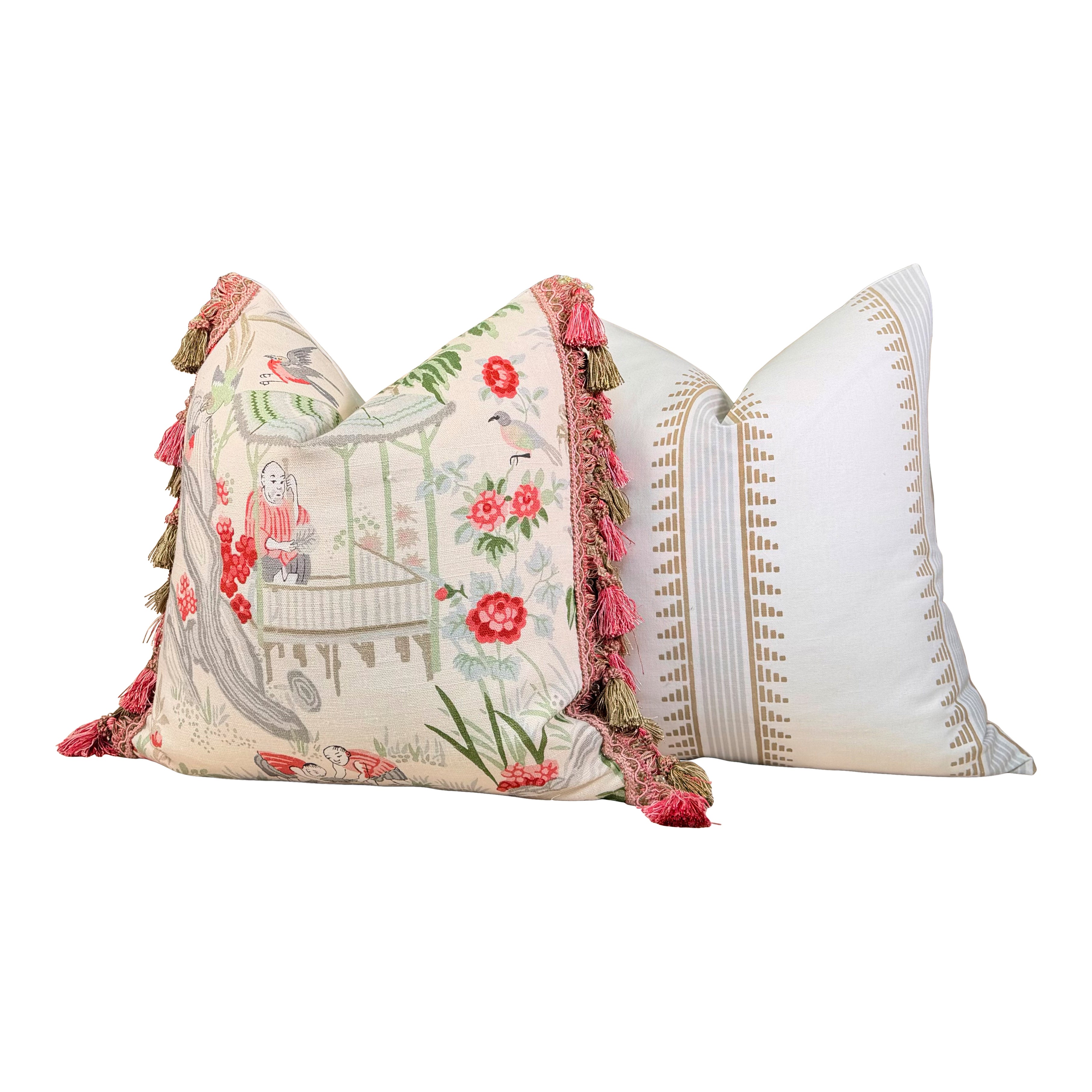 Thibaut Trail Head Pillow - Aqua, White, Gold