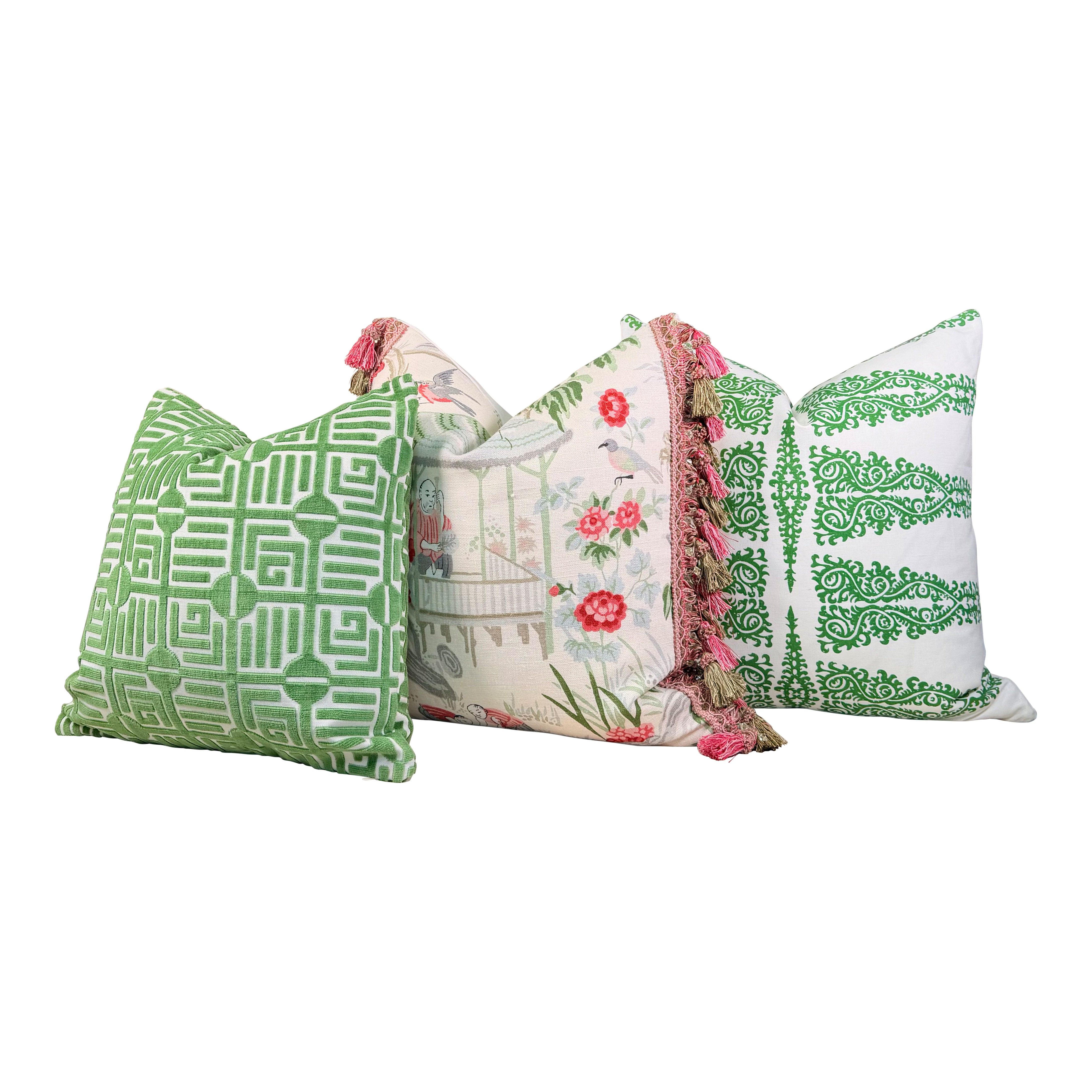 Thibaut Labyrinth Velvet Pillow - Green