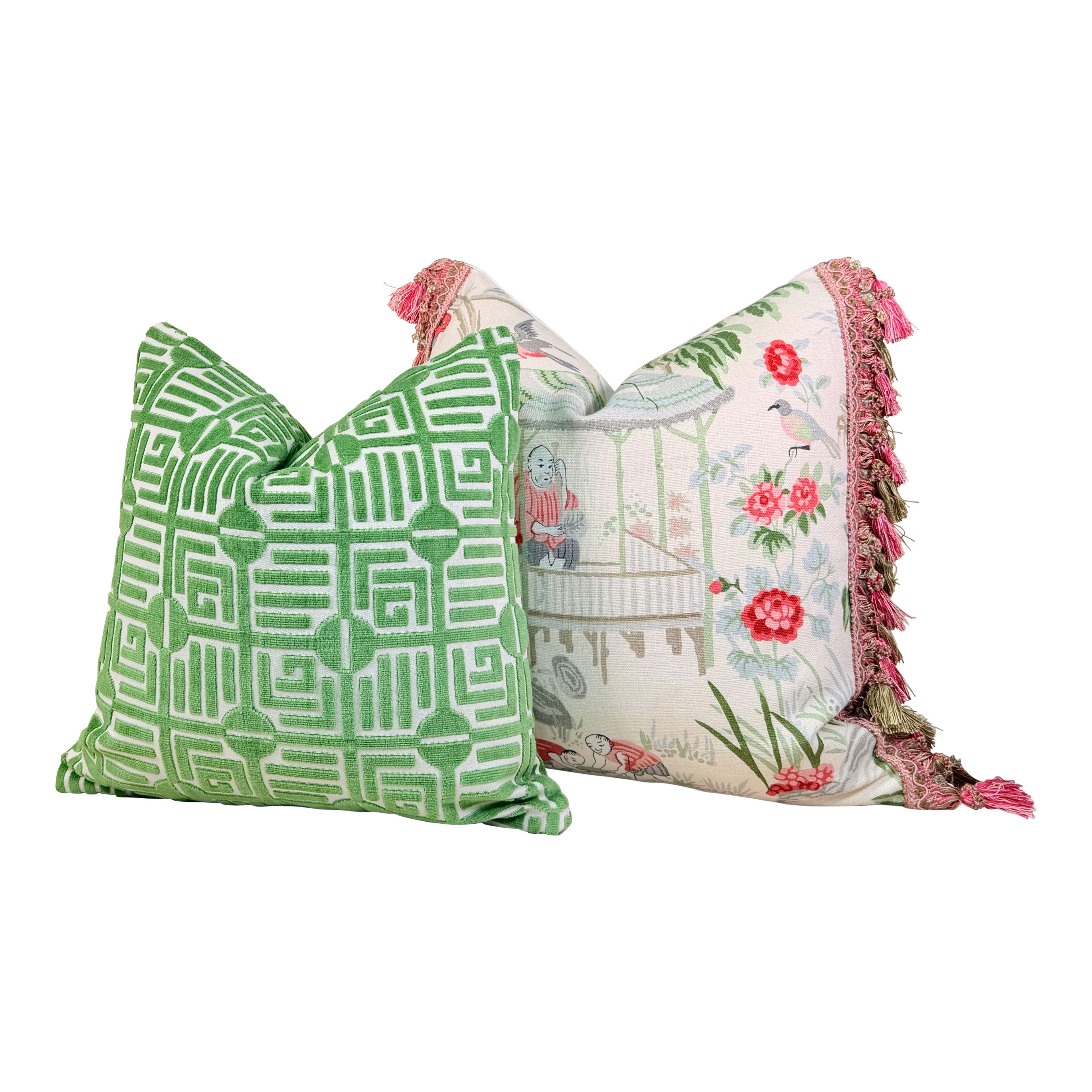 Thibaut Labyrinth Velvet Pillow - Green