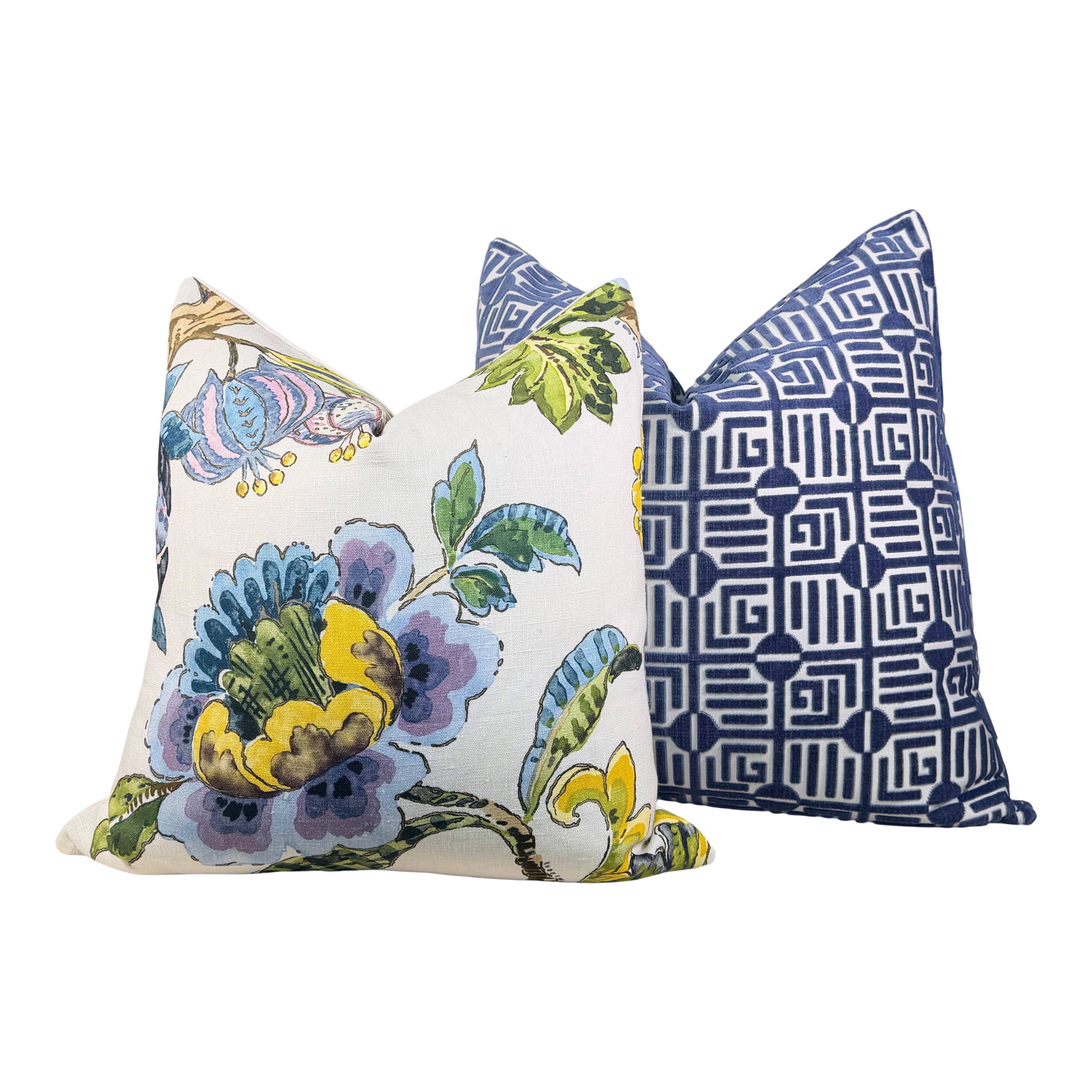 Anna French Stockbridge Linen Pillow - Lavender, Blue