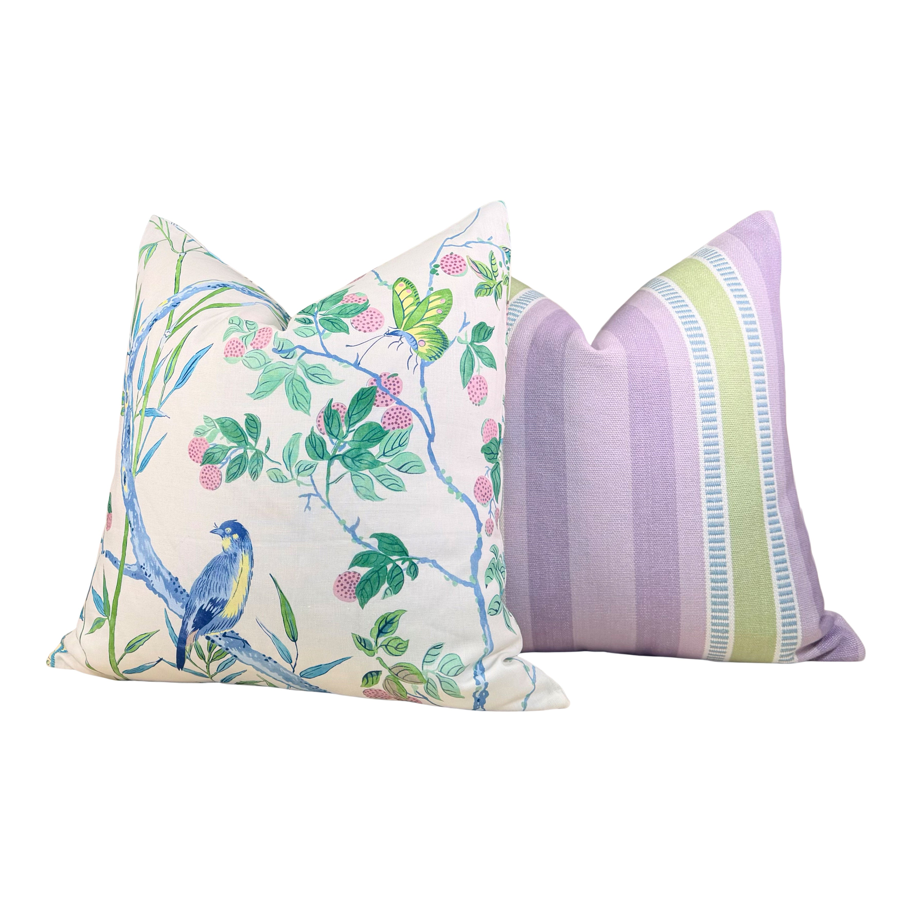 Thibaut Dearden Stripe Pillow - Lavender, Sage Green