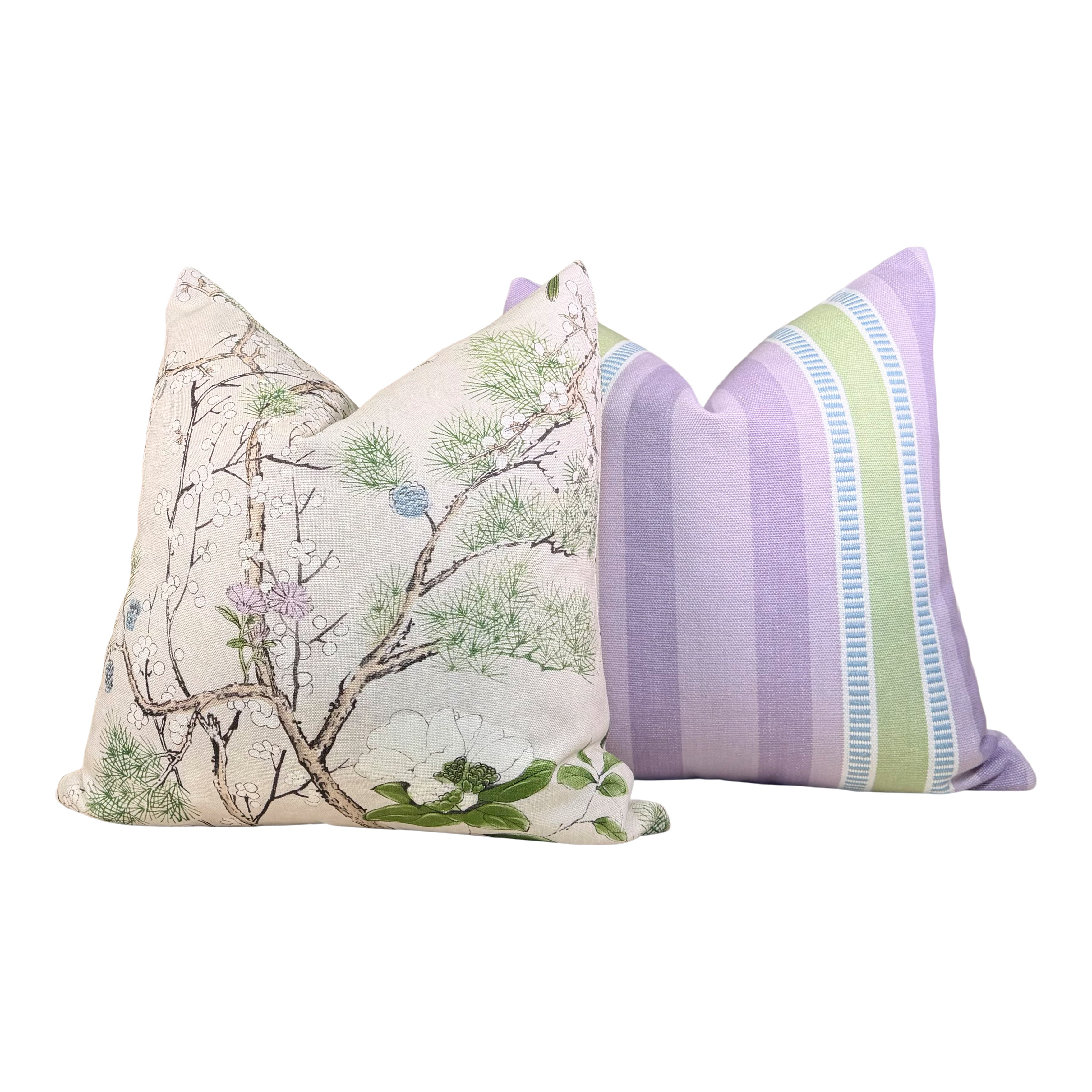 Thibaut Dearden Stripe Pillow - Lavender, Sage Green