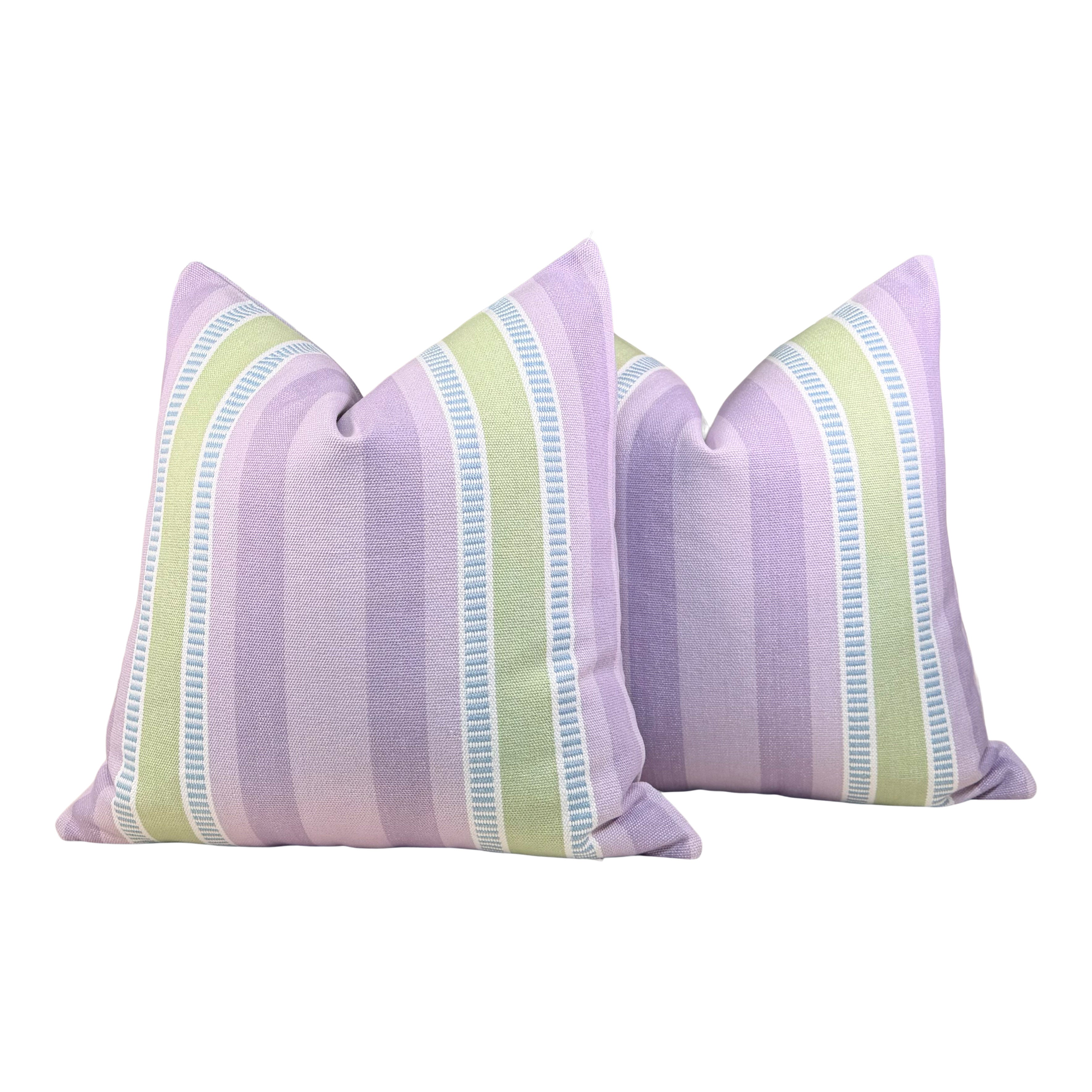 Thibaut Dearden Stripe Pillow - Lavender, Sage Green