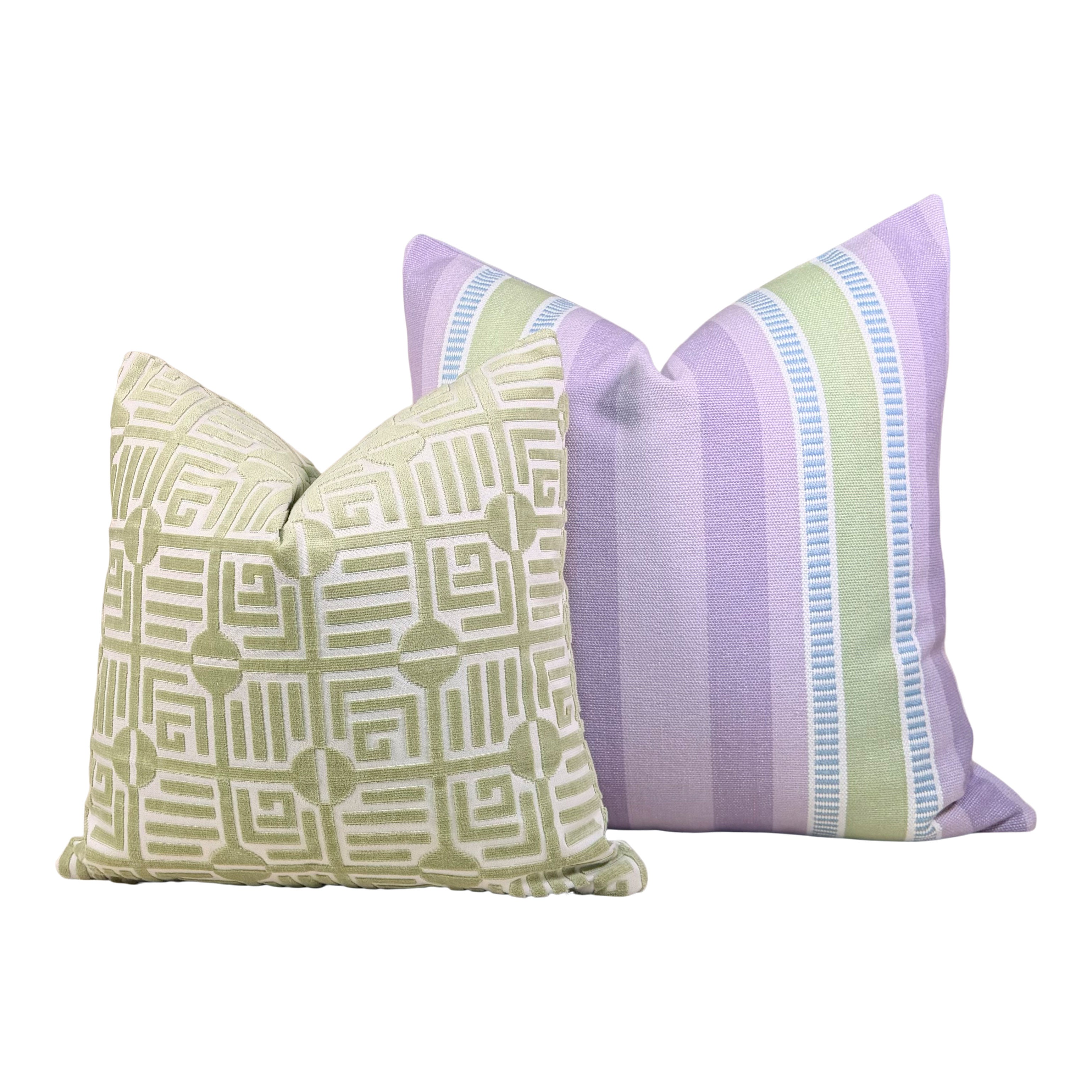 Thibaut Dearden Stripe Pillow - Lavender, Sage Green