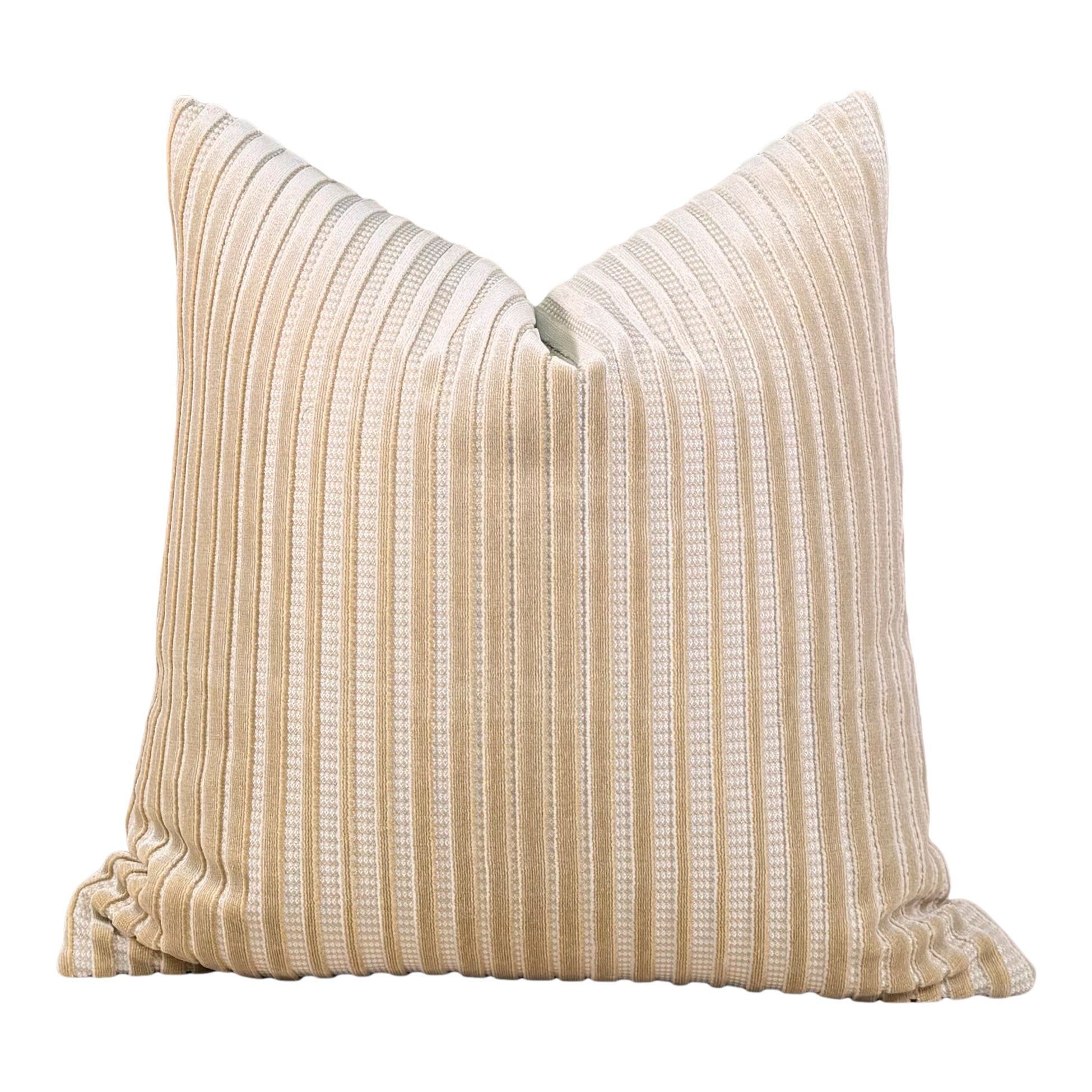 Schumacher Chimay Stripe Velvet Pillow - Champagne