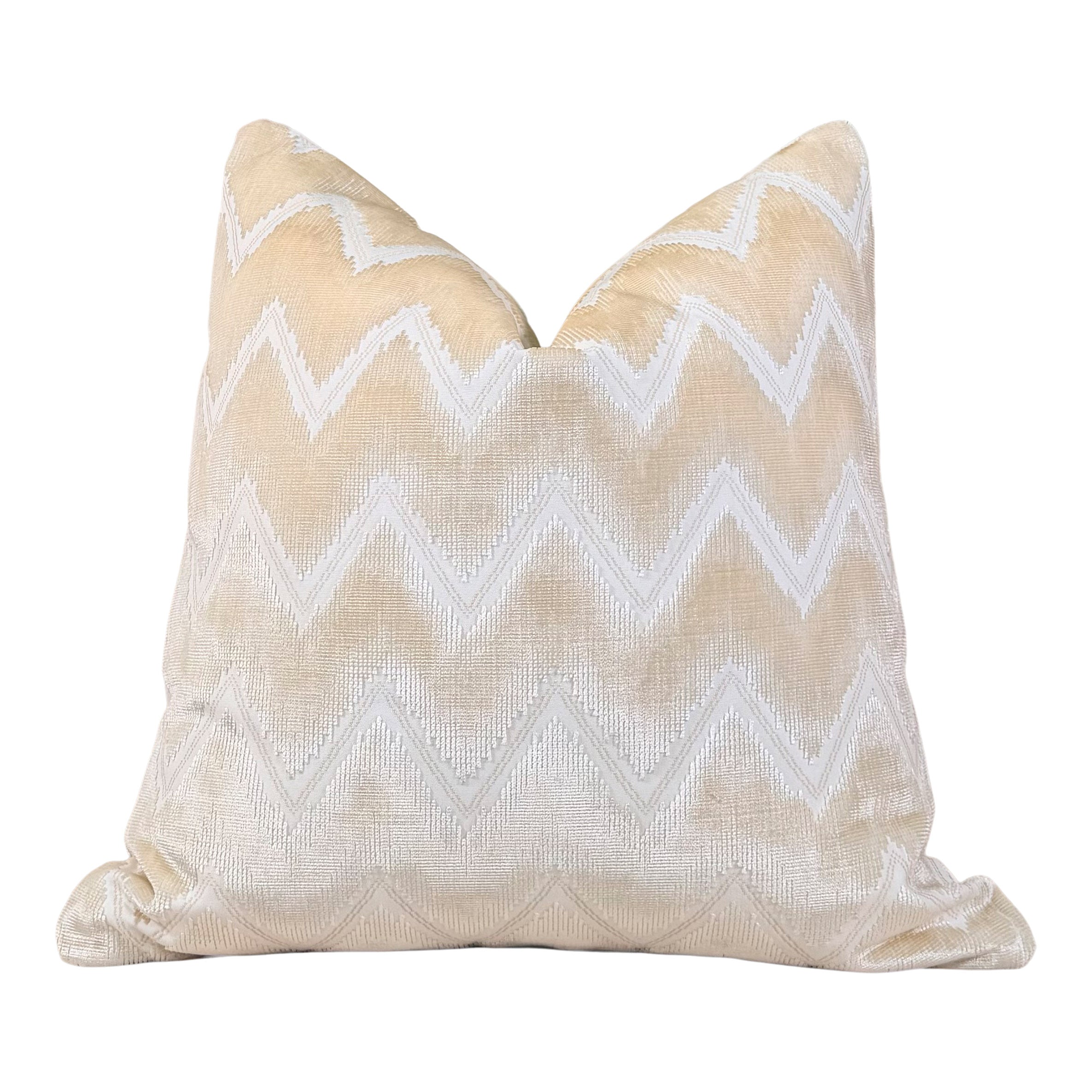 Schumacher Chevron Velvet Pillow in Champagne