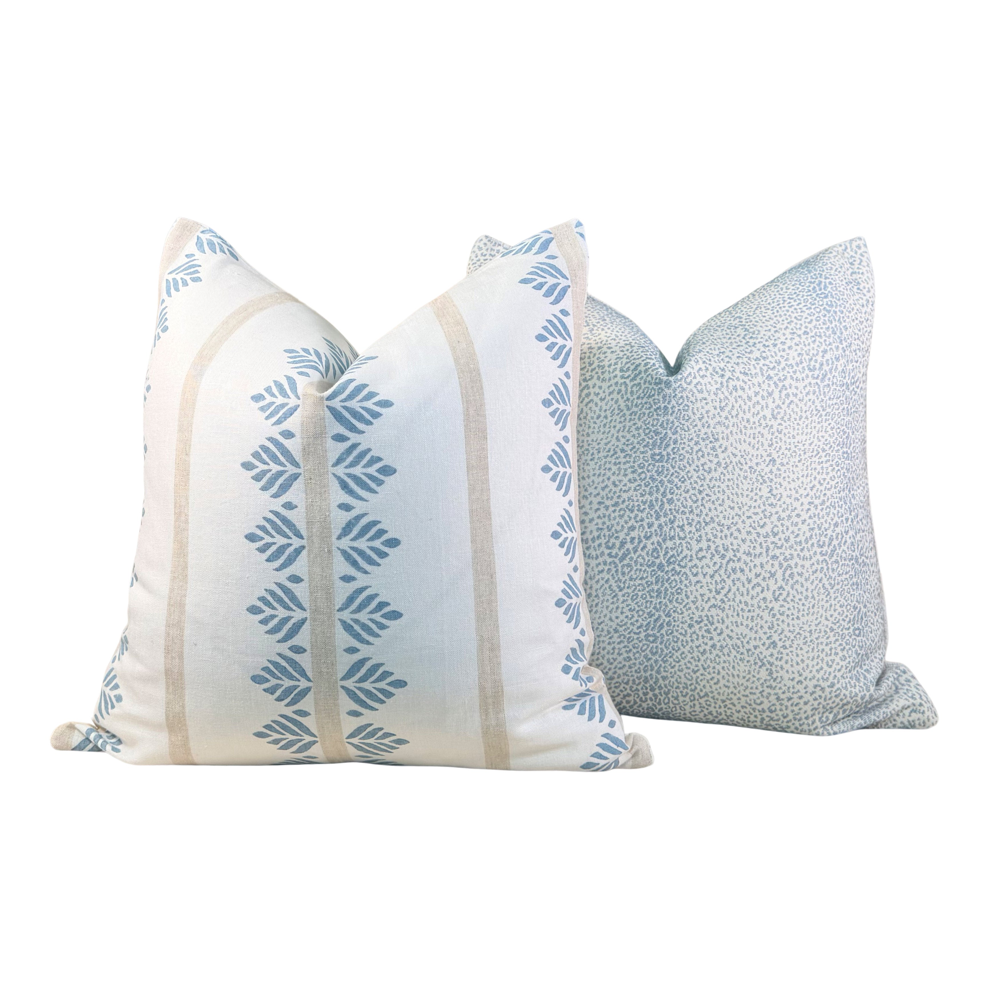 Thibaut Fern Stripe Linen Pillow - Aqua Blue