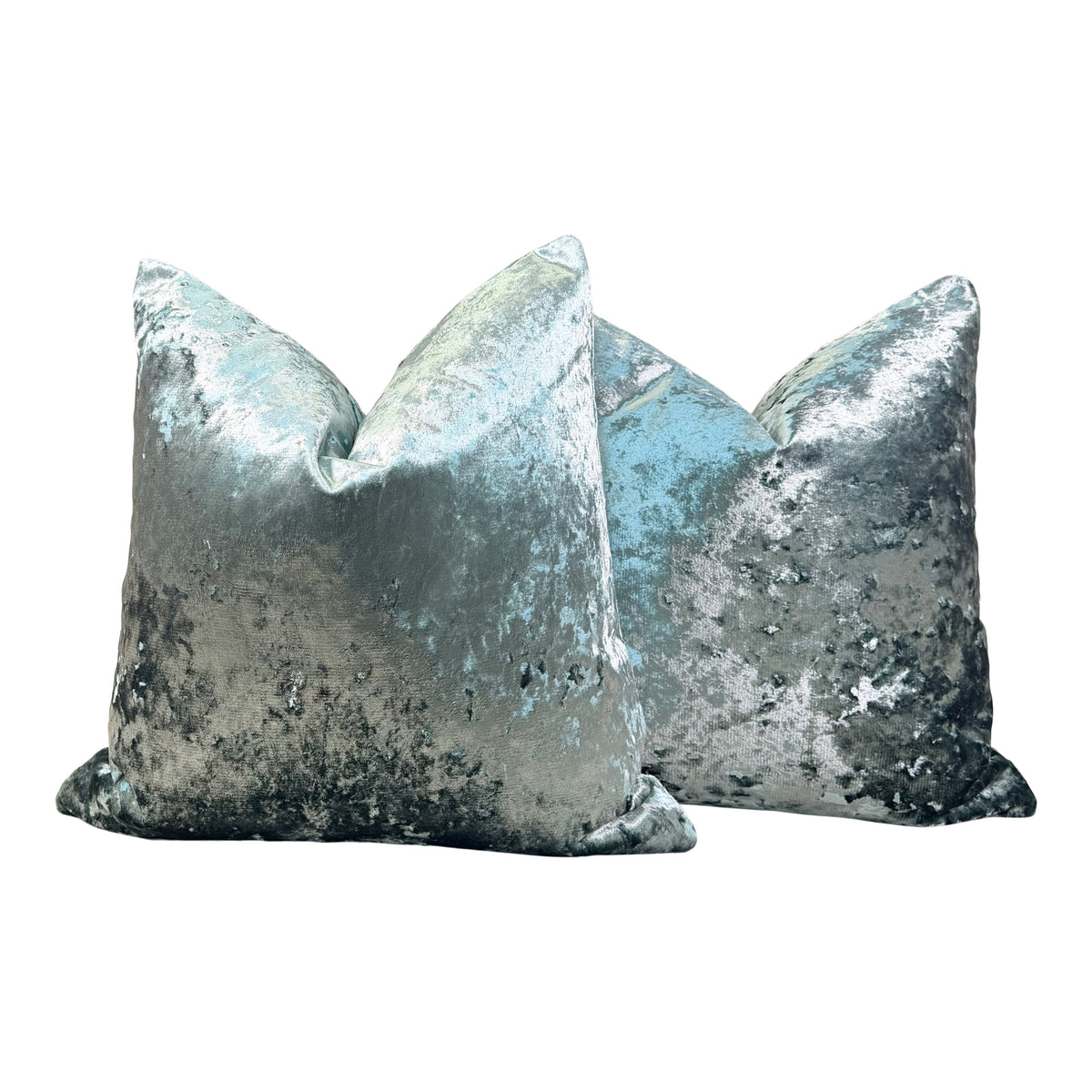 Designer Crushed Velvet Pillow - Sea glass