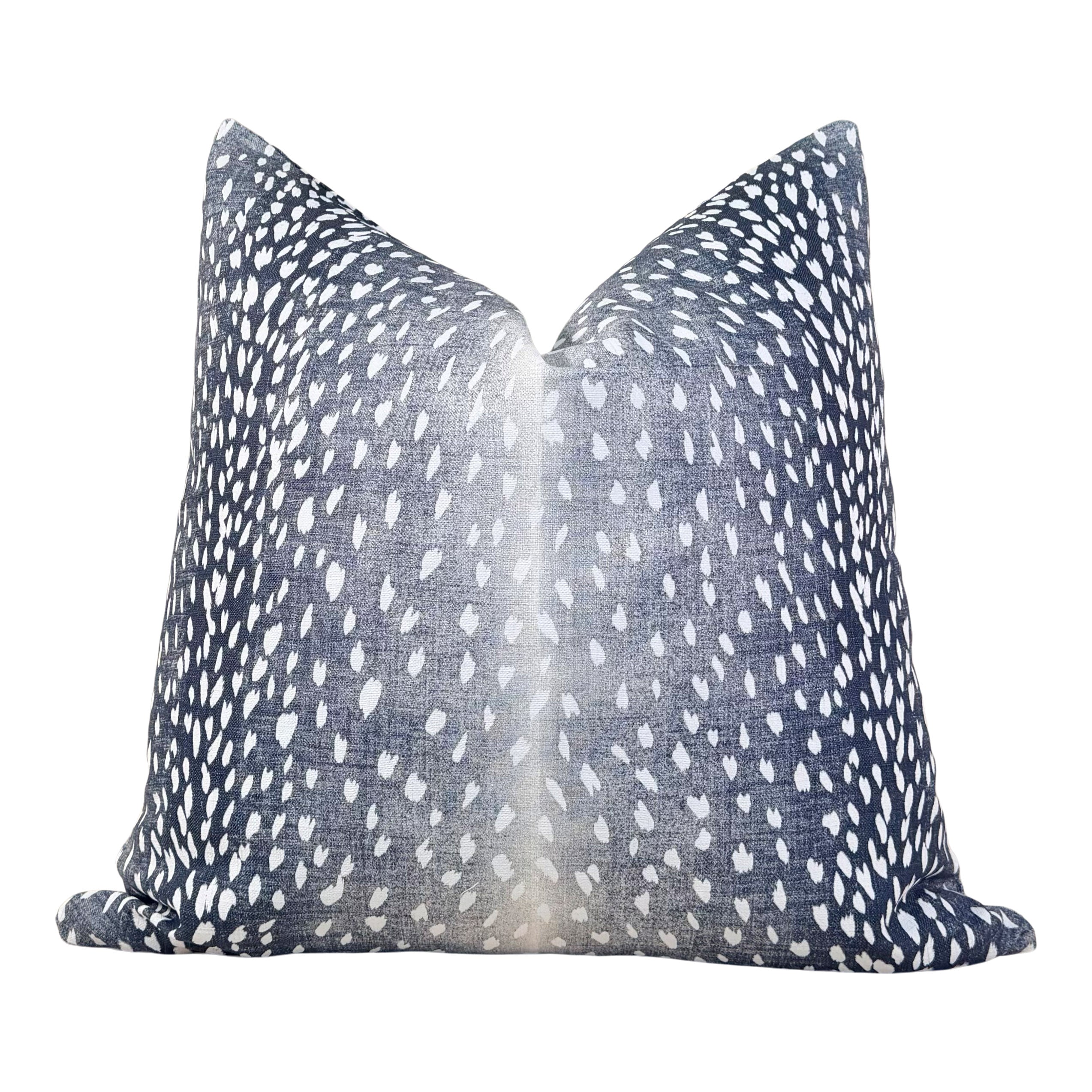Antelope Pillow Cover in Navy Blue – Handcrafted with Self Piping