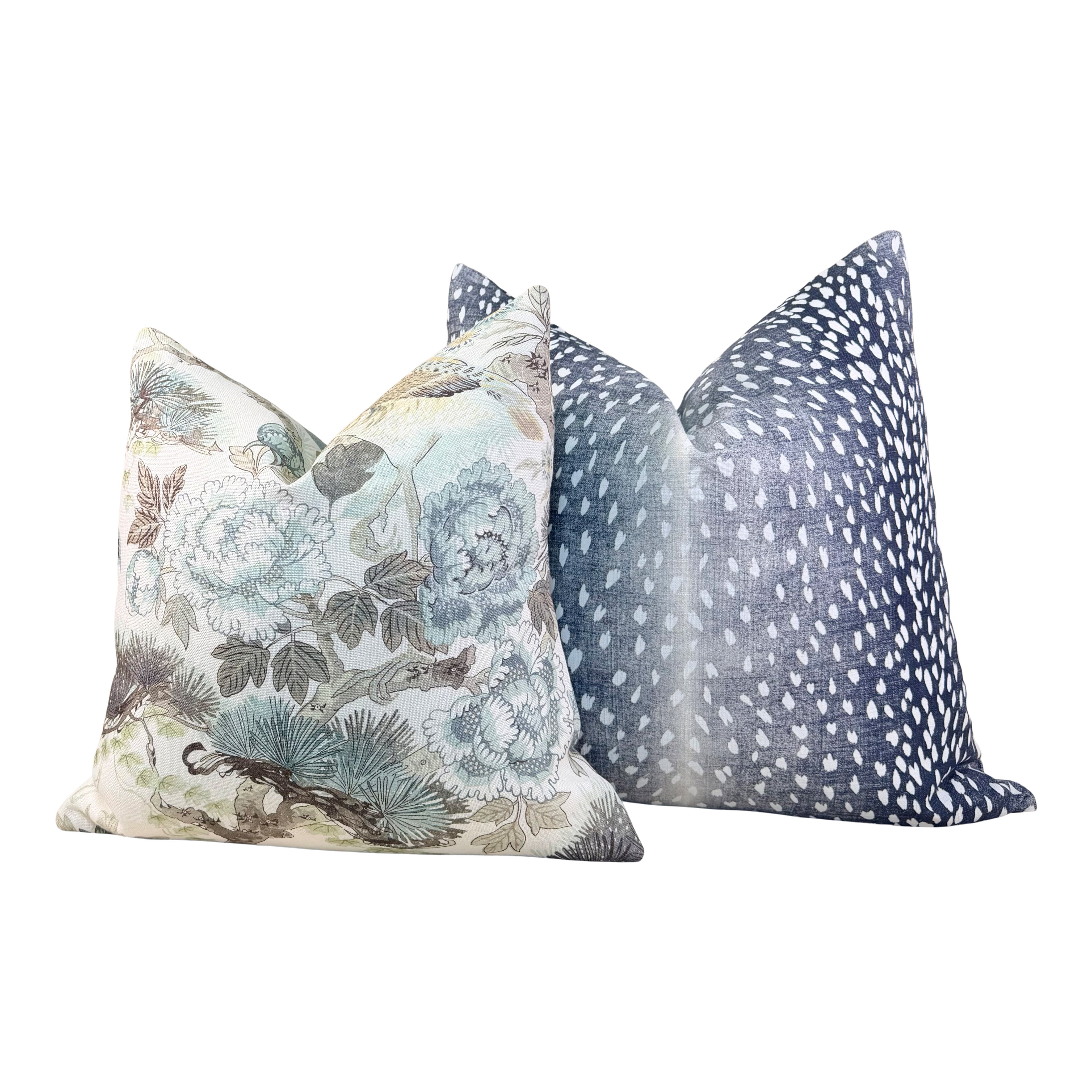 Antelope Pillow Cover in Navy Blue – Handcrafted with Self Piping