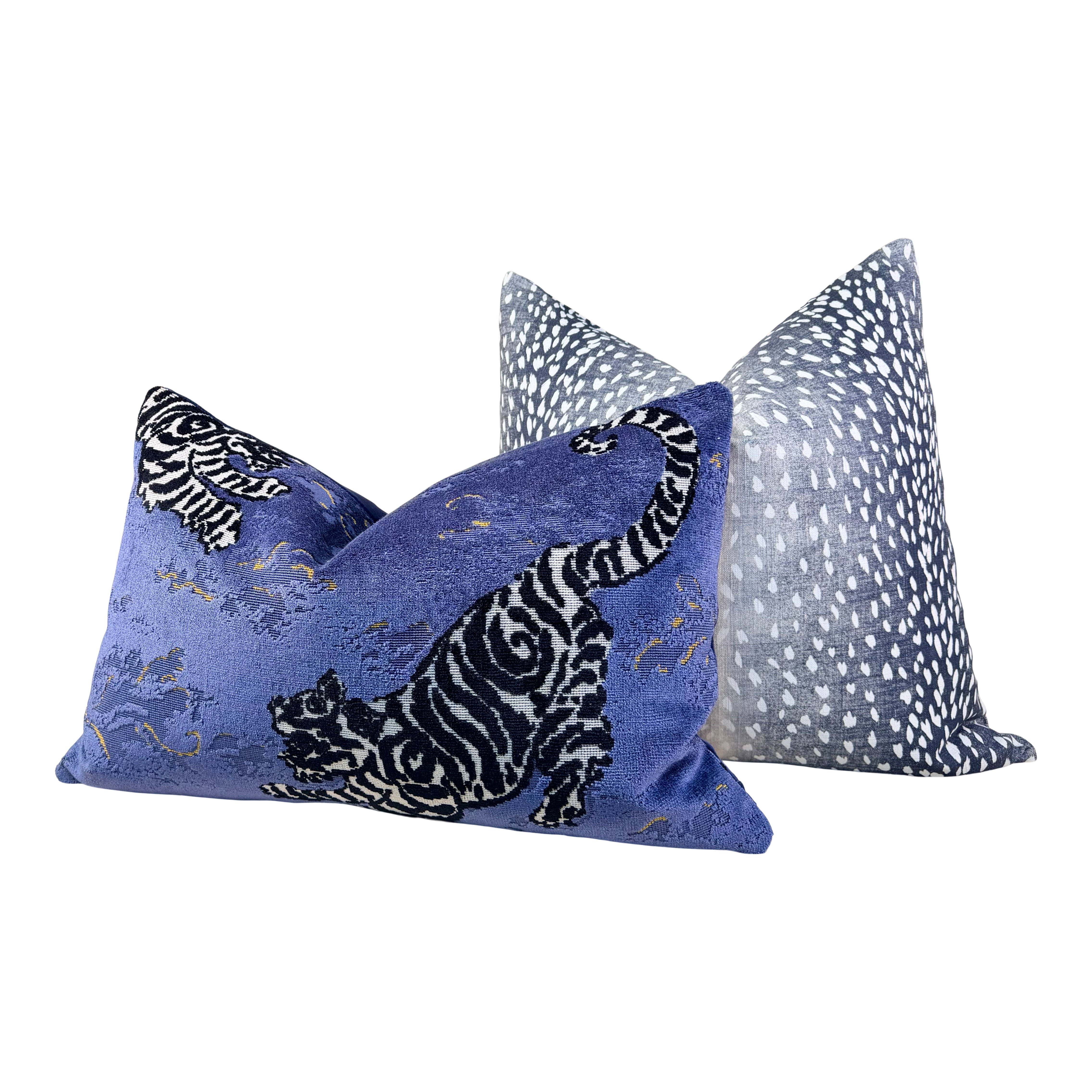 Antelope Pillow Cover in Navy Blue – Handcrafted with Self Piping
