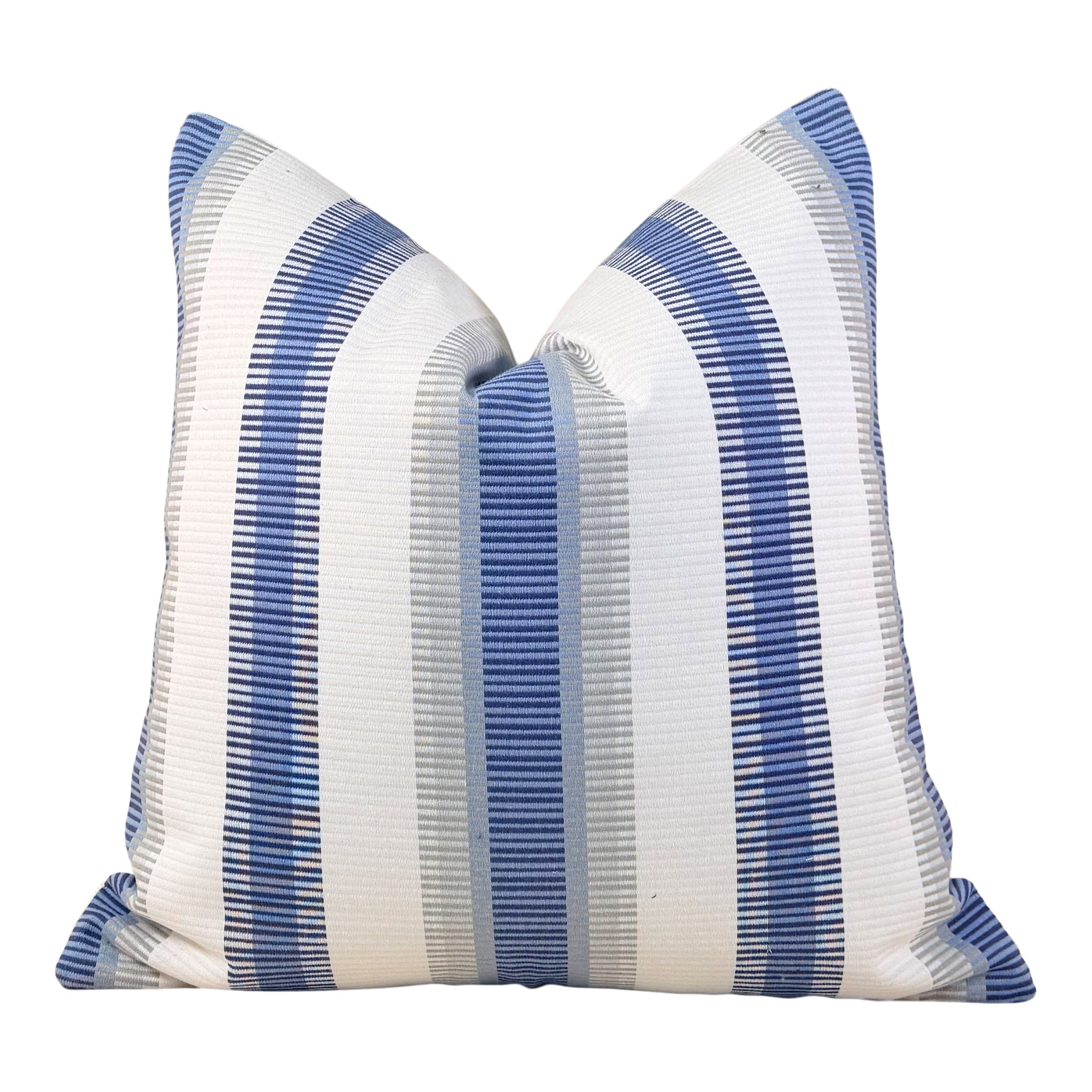 Thibaut Outdoor Woven Samba Stripe Pillow - Navy, Nickel