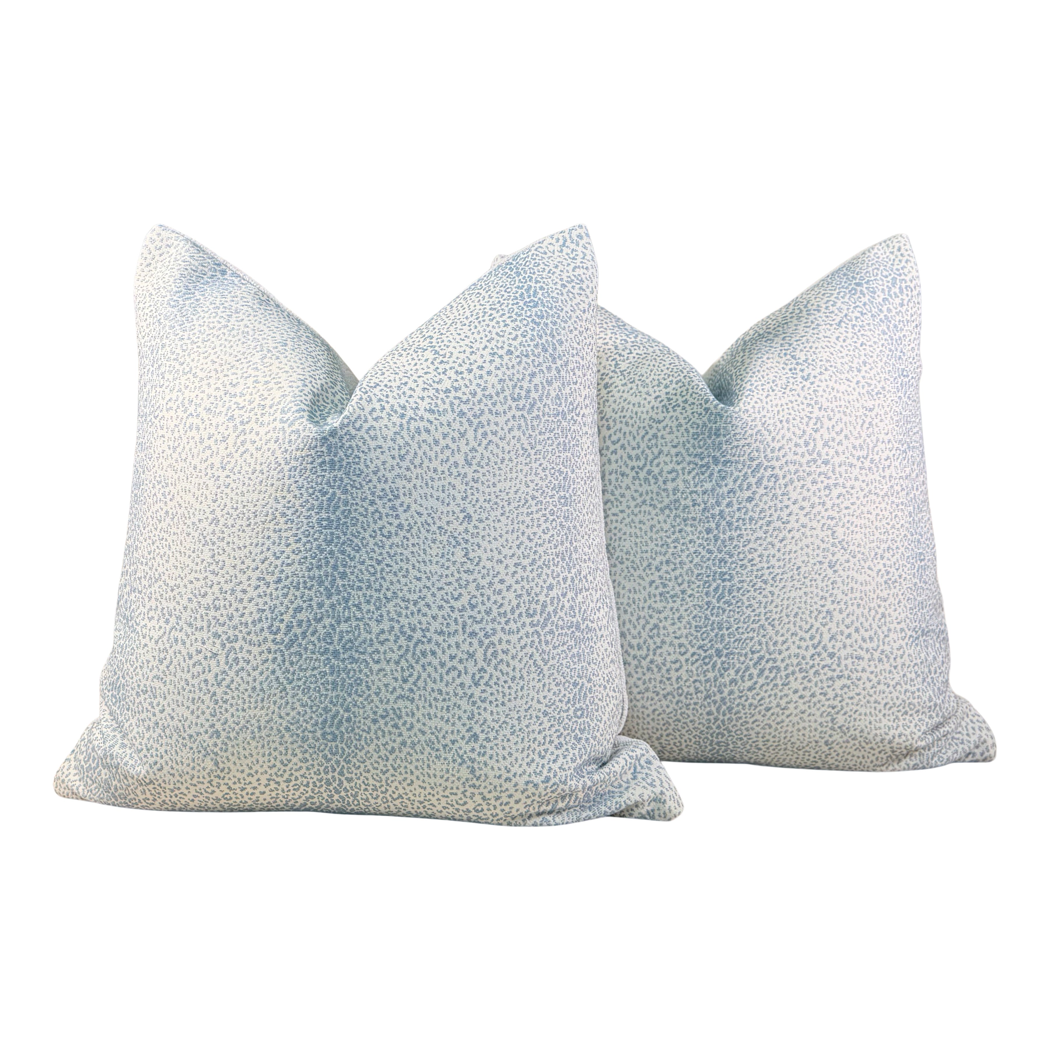 Schumacher Outdoor Mini Leopard Pillow - Sky Blue