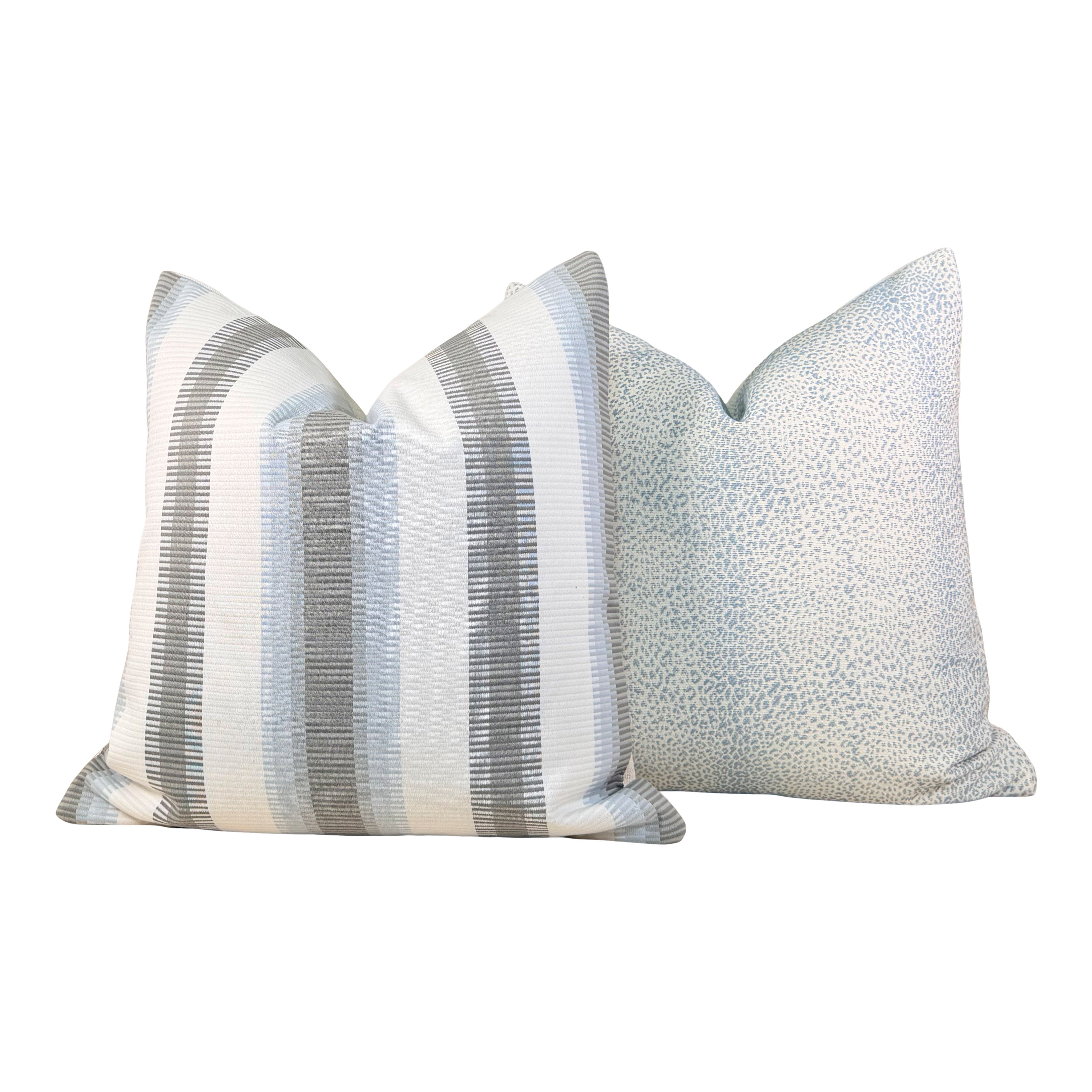 Schumacher Outdoor Mini Leopard Pillow - Sky Blue