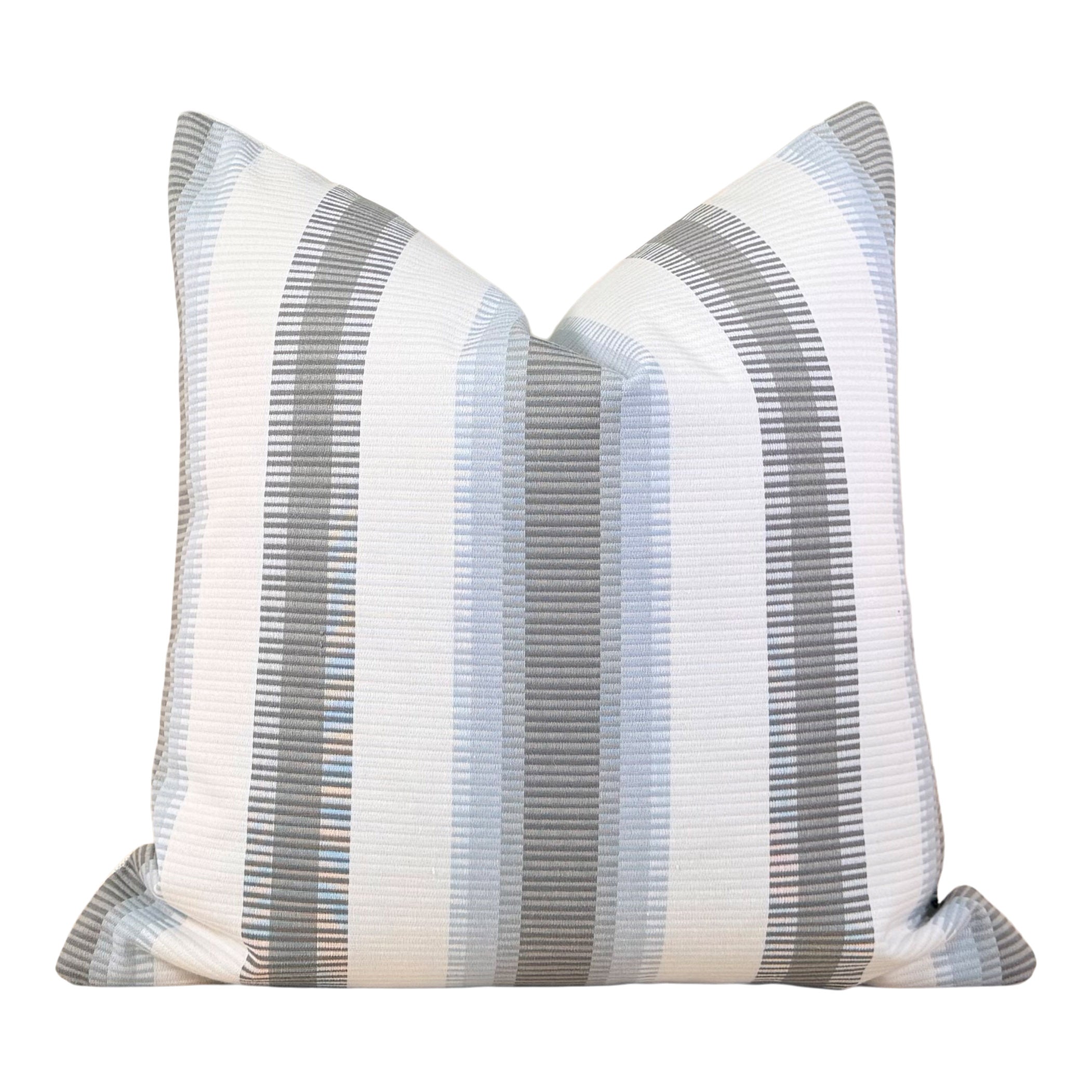 Thibaut Outdoor Woven Samba Stripe Pillow - Charcoal, Mineral