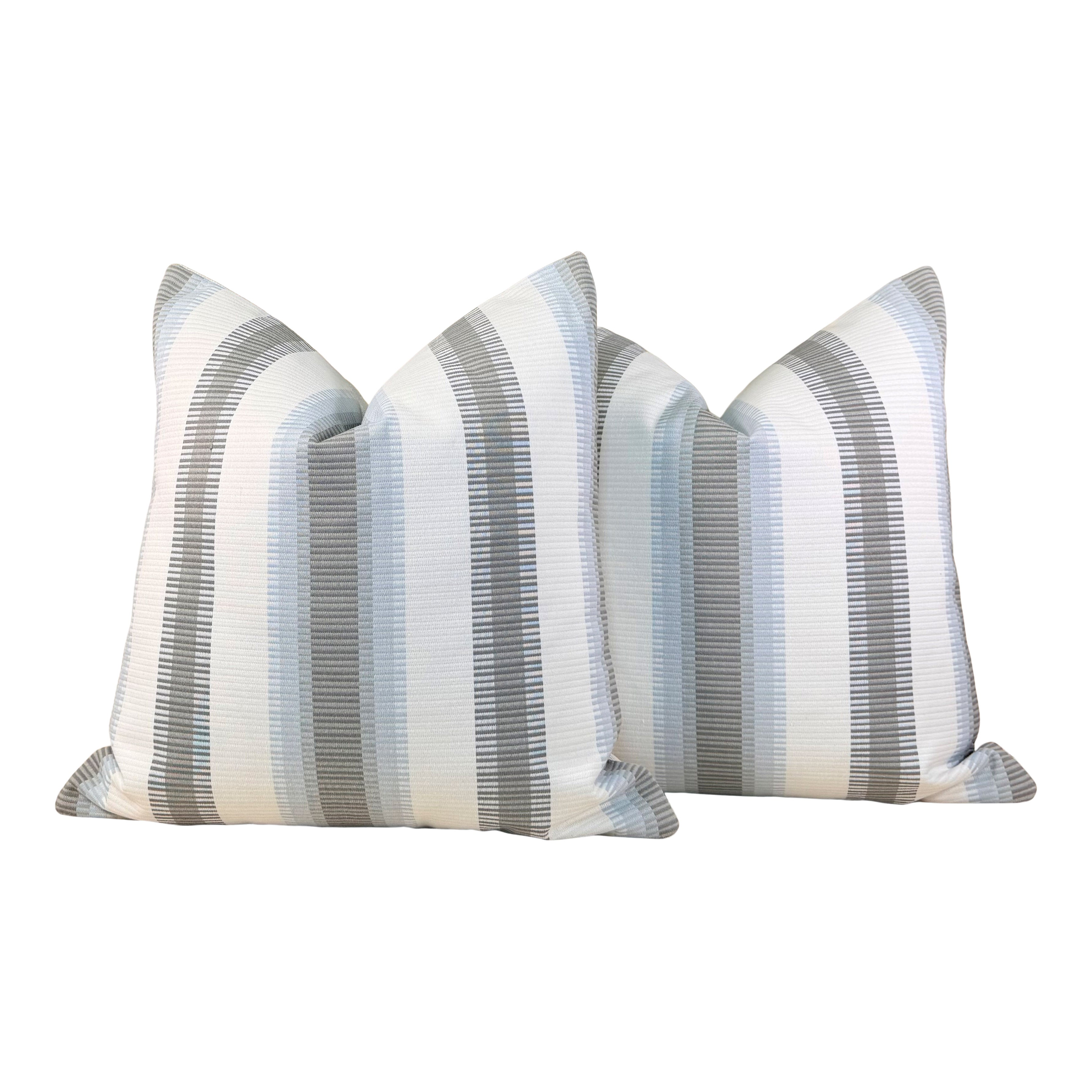 Thibaut Outdoor Woven Samba Stripe Pillow - Charcoal, Mineral