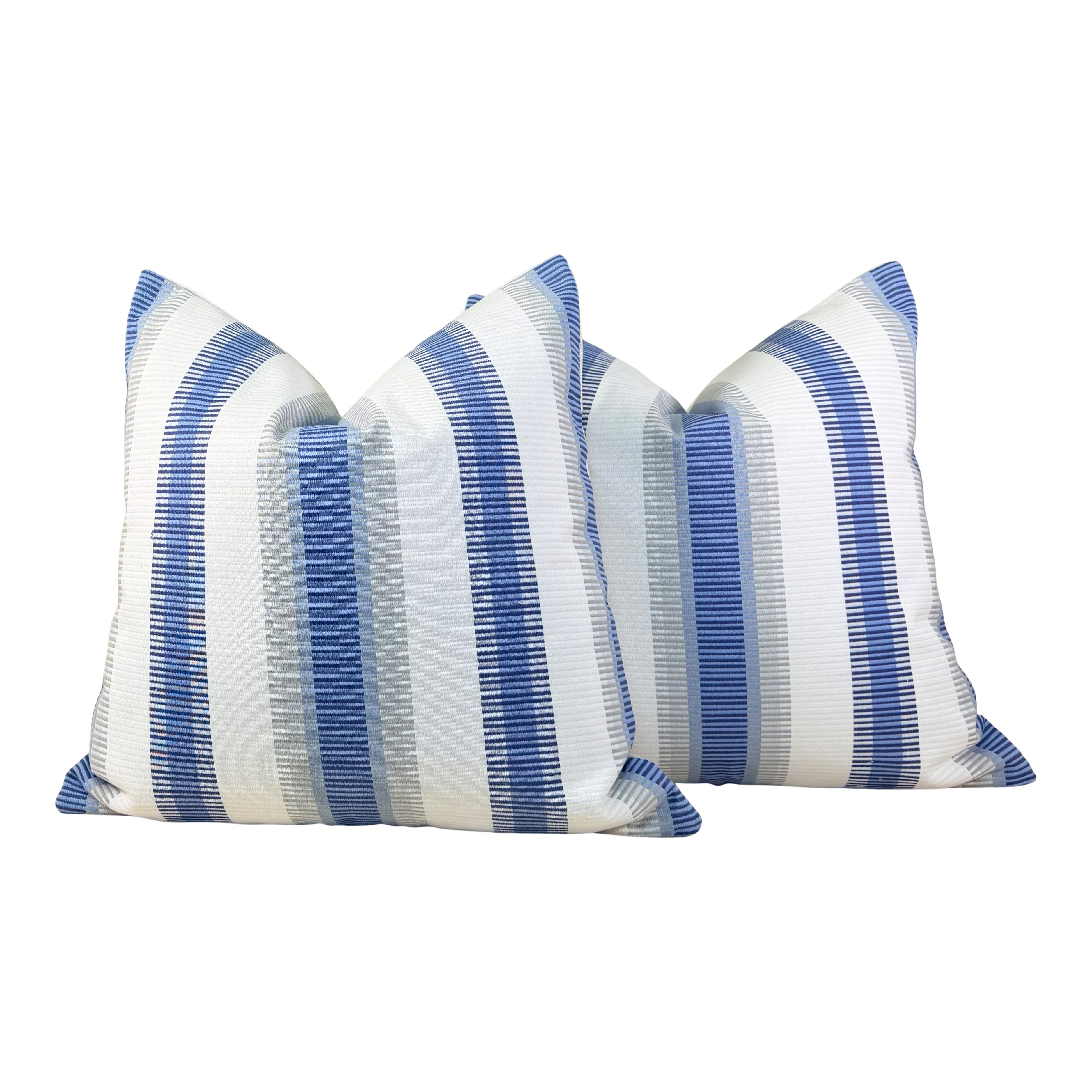 Thibaut Outdoor Woven Samba Stripe Pillow - Navy, Nickel