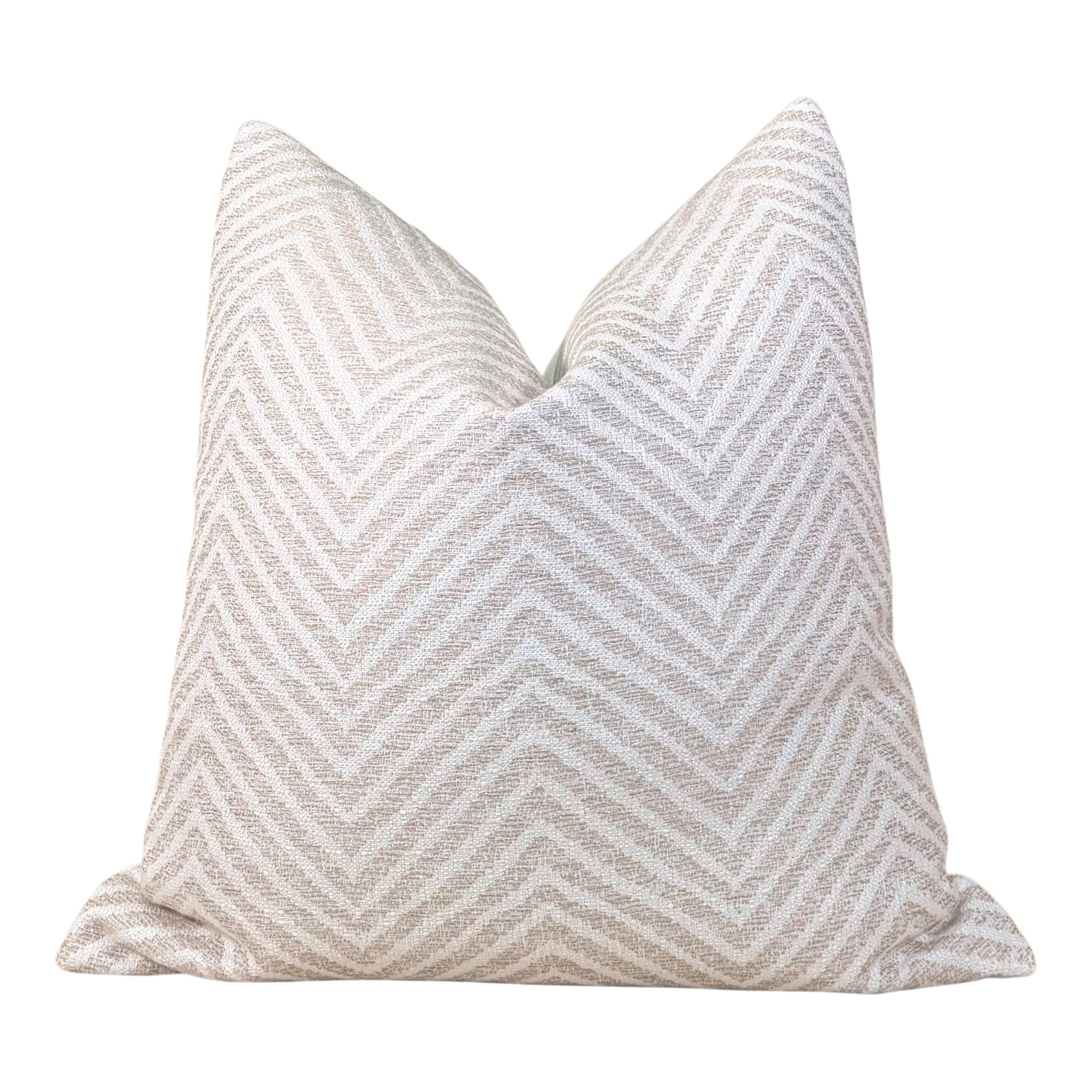 Thibaut Outdoor Chevron Pillow - Beige, White