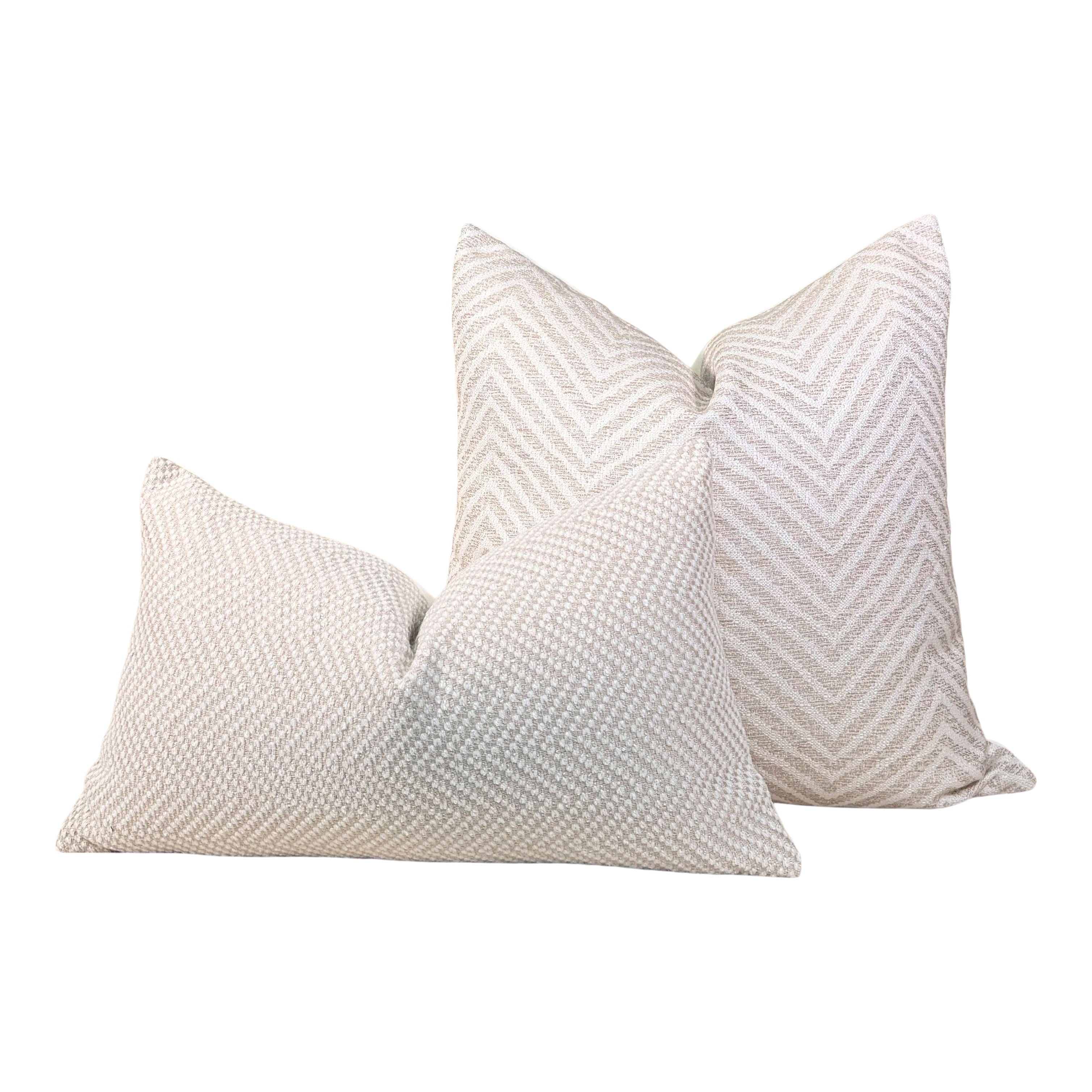 Thibaut Outdoor Chevron Pillow - Beige, White