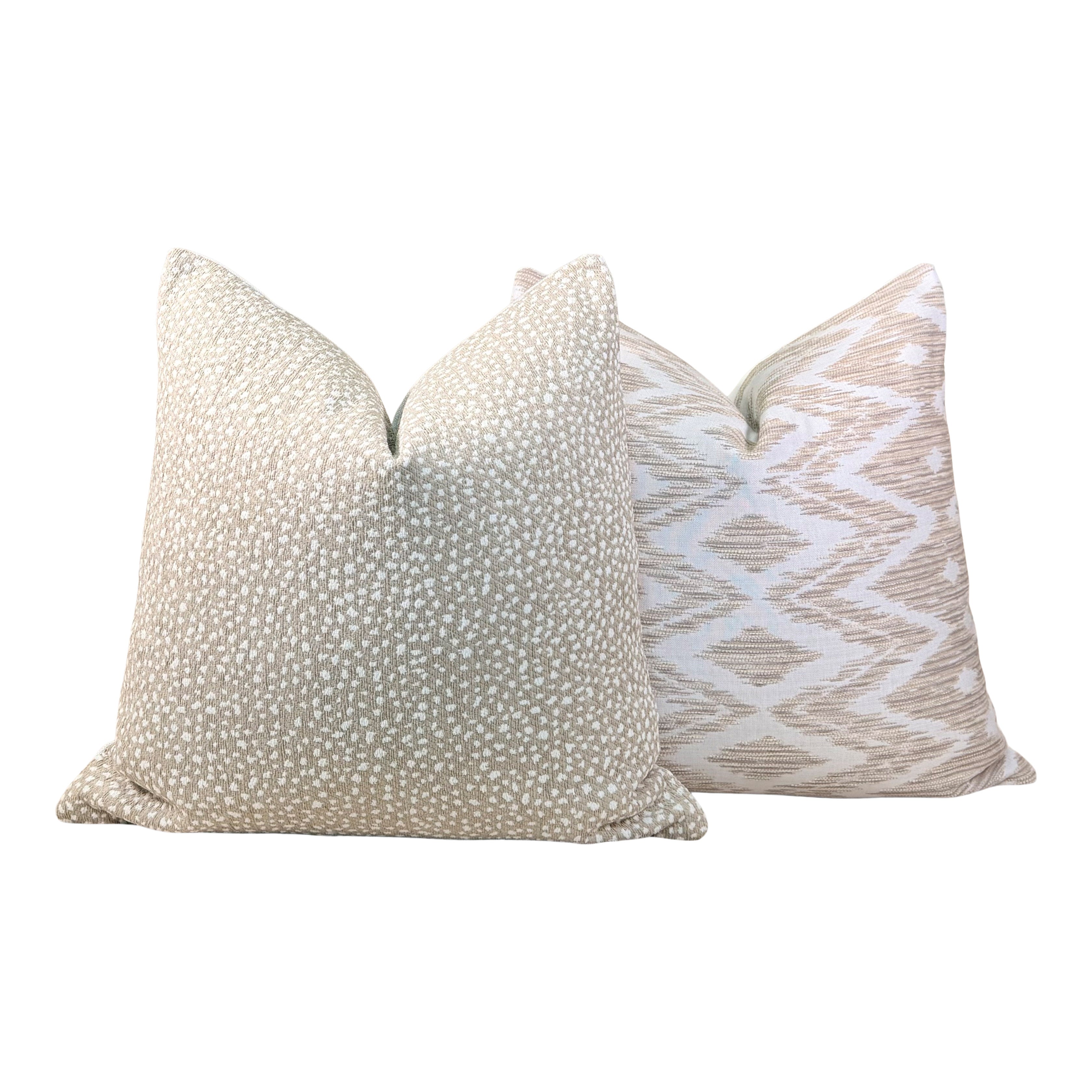 Thibaut Outdoor Woven Indira Pillow - Beige, White