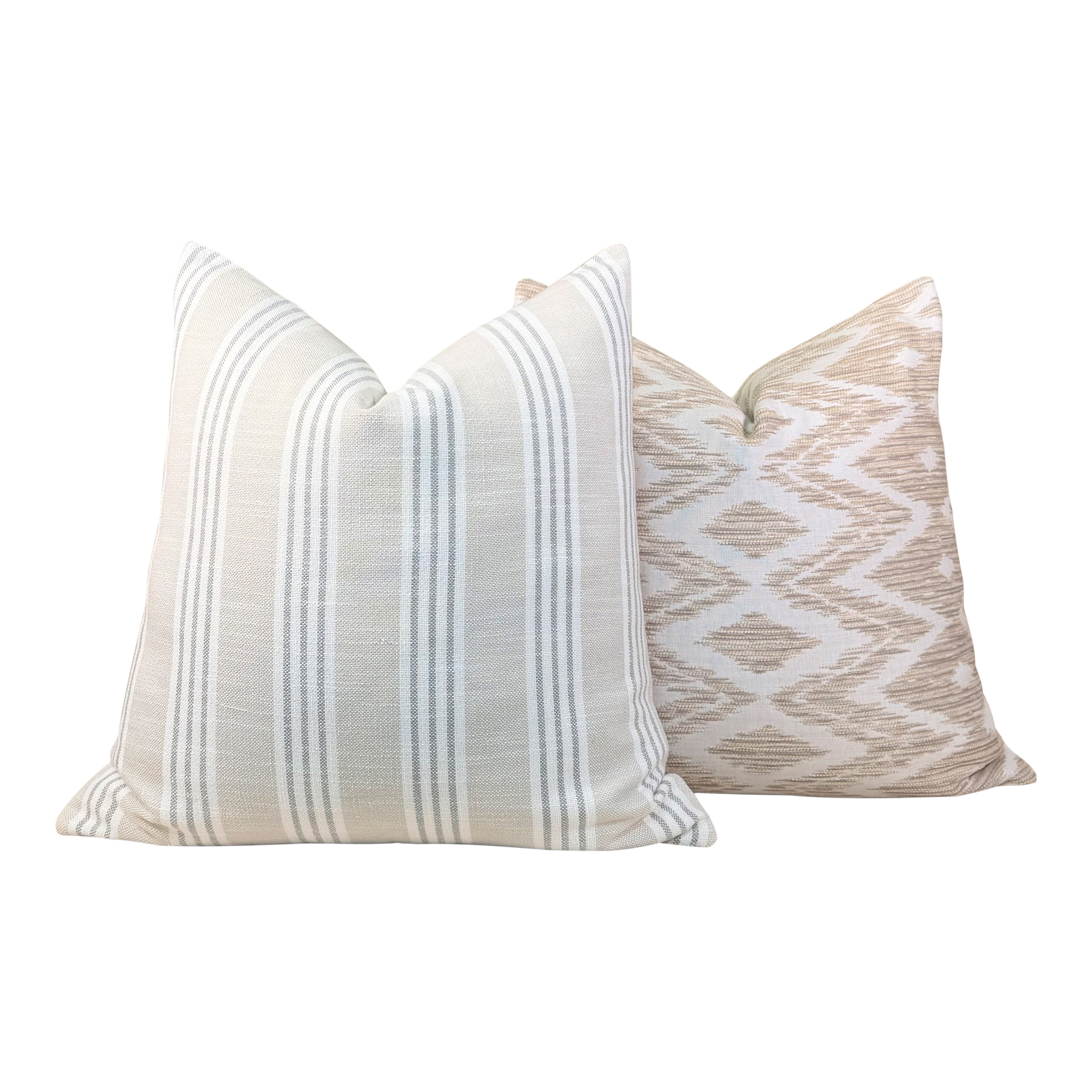 Thibaut Outdoor Woven Indira Pillow - Beige, White