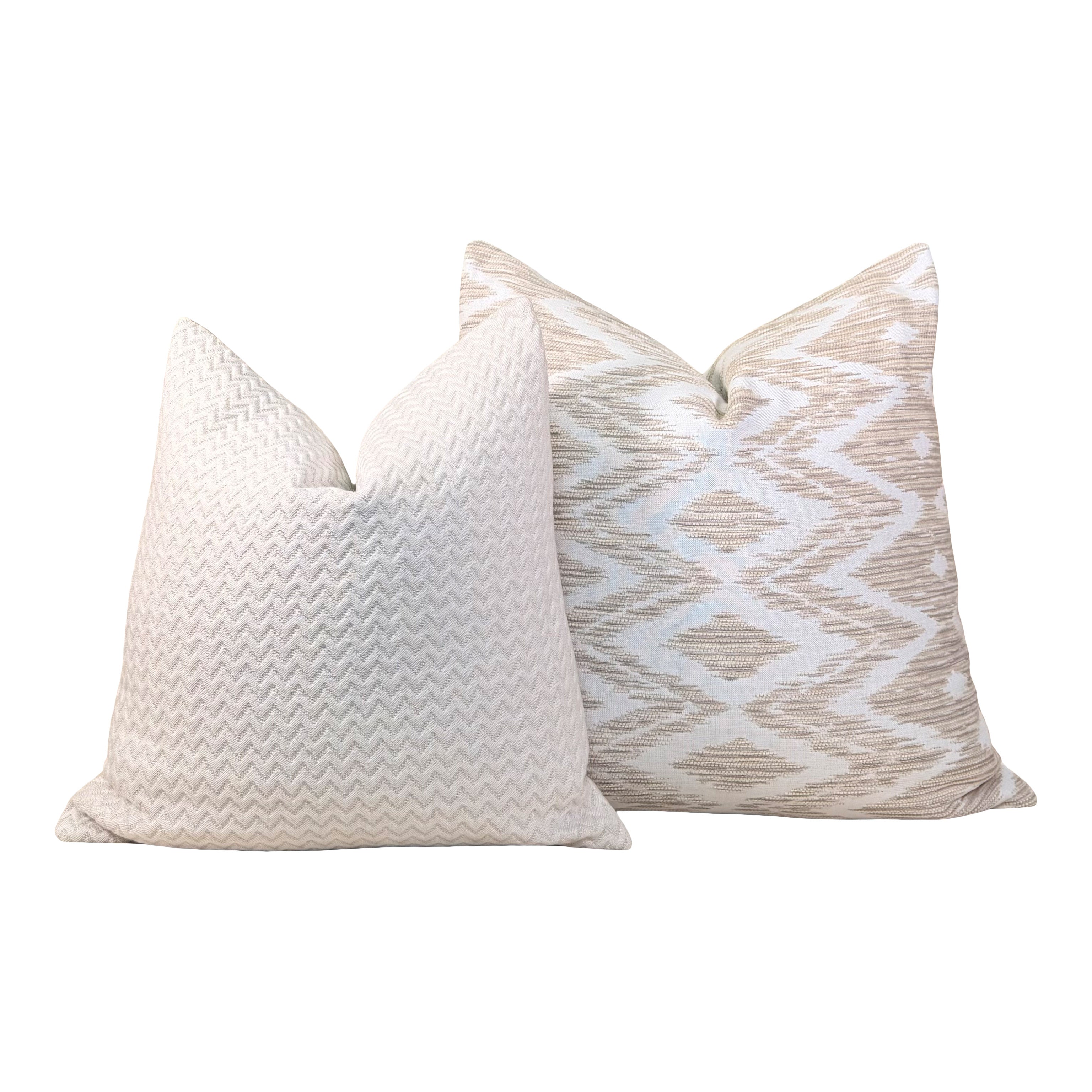 Thibaut Outdoor Woven Indira Pillow - Beige, White