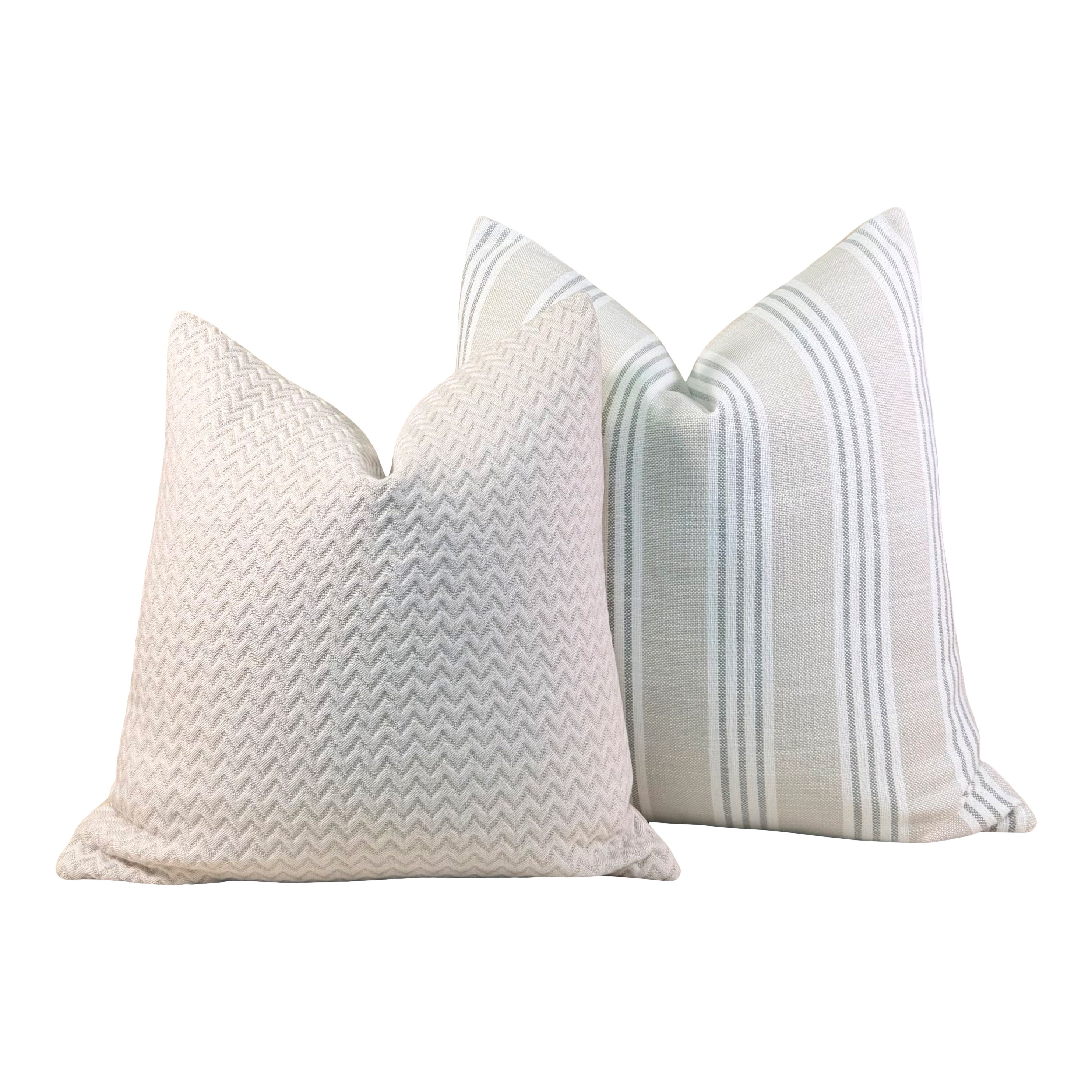 Thibaut Outdoor Woven Southport Stripe Pillow - Flax, Grey