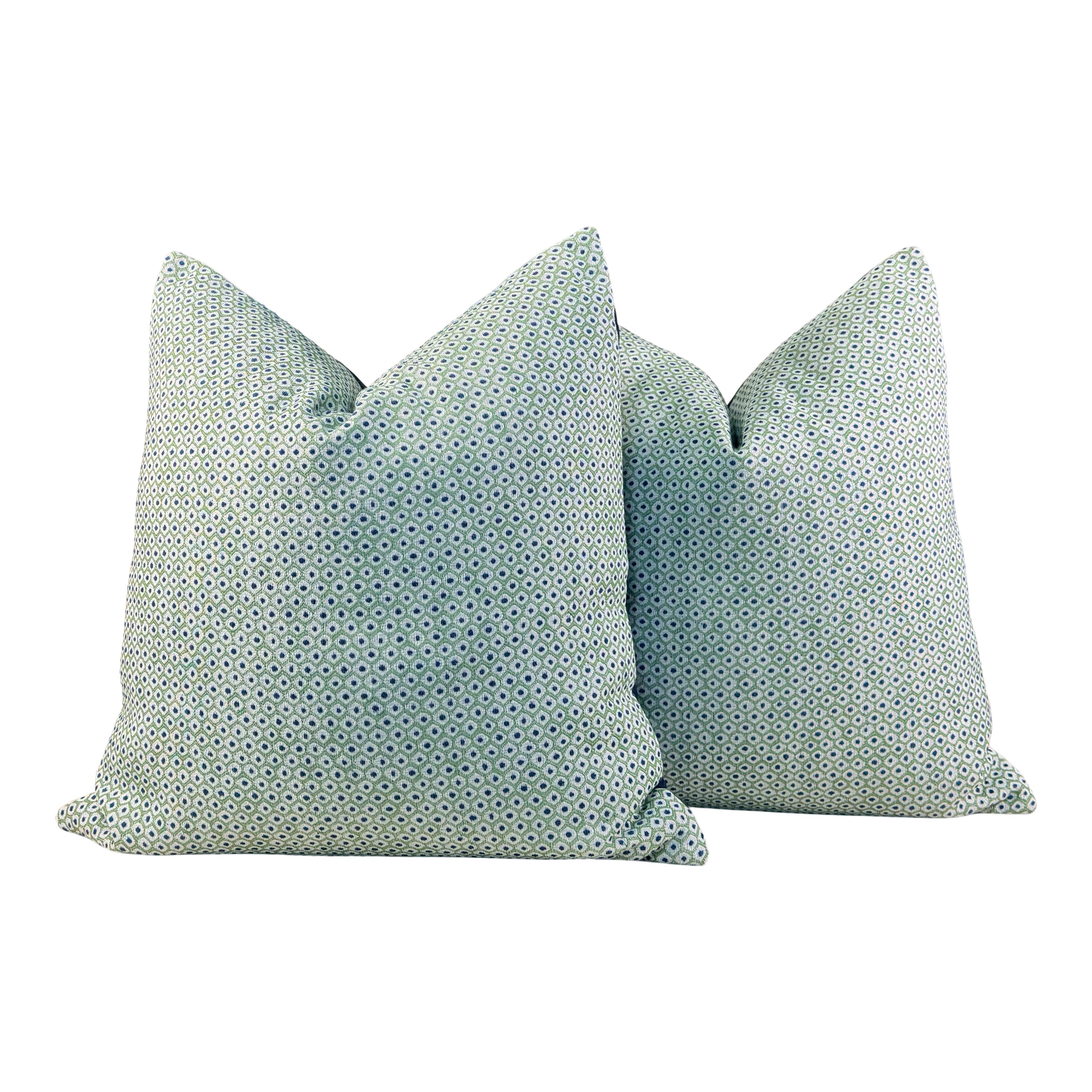 Thibaut Outdoor Woven Pixie Pillow - Green, Navy
