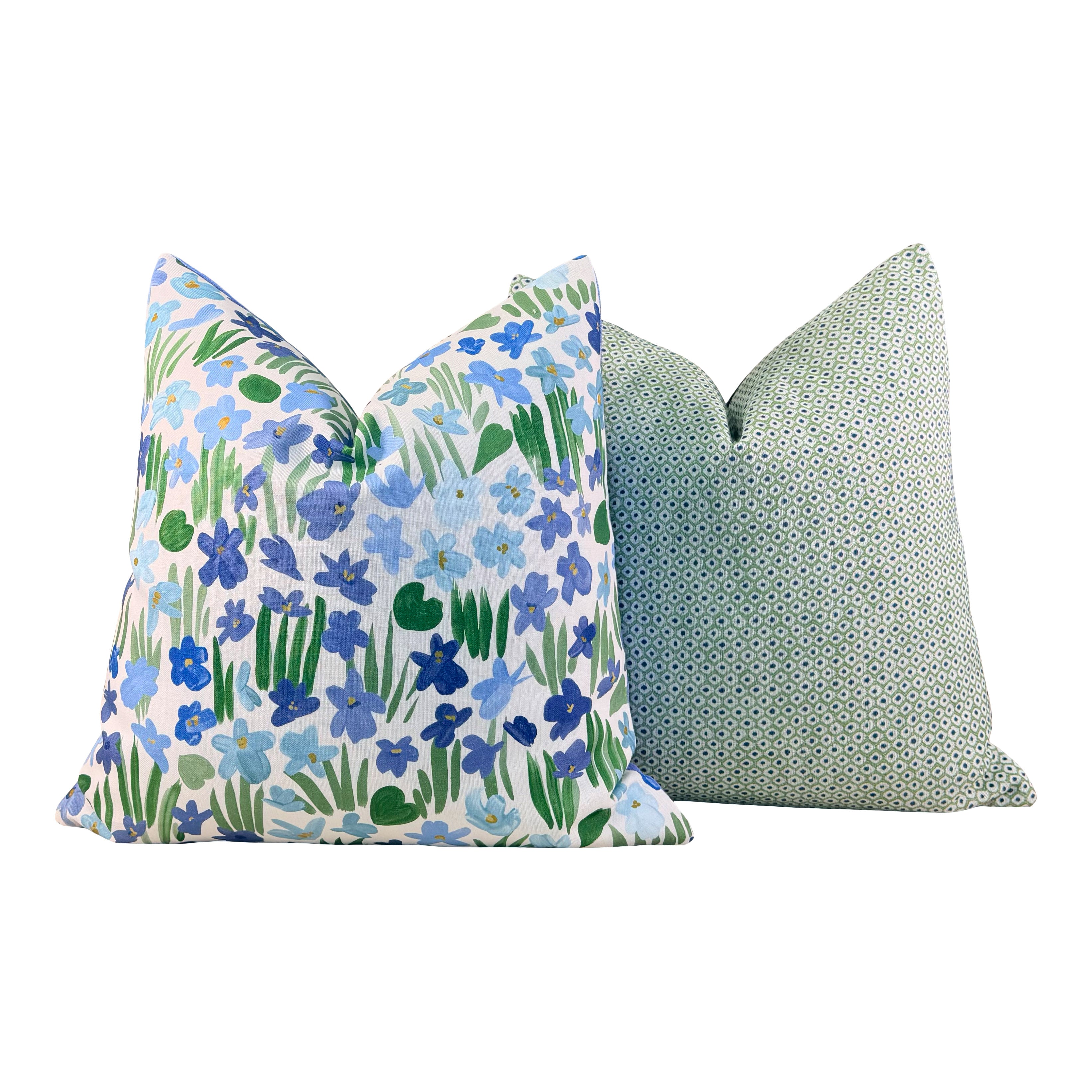 Schumacher Sweet Violette Outdoor Pillow - Blue, Green