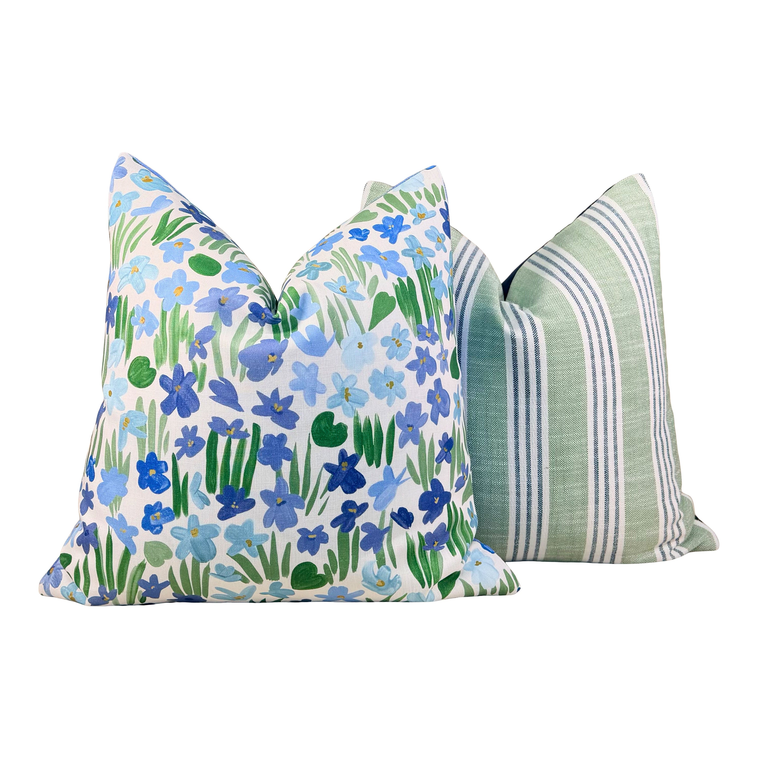 Schumacher Sweet Violette Outdoor Pillow - Blue, Green