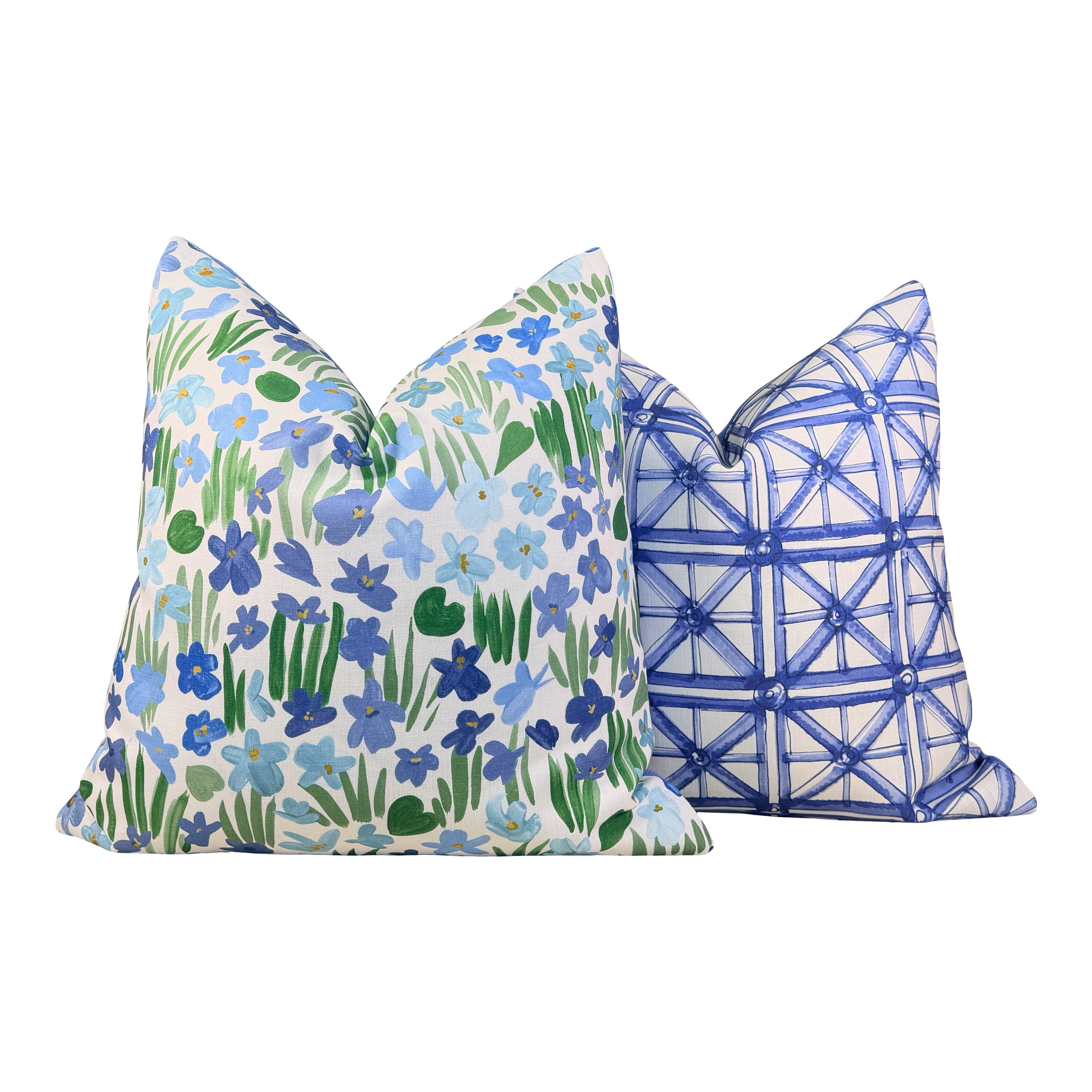 Schumacher Sweet Violette Outdoor Pillow - Blue, Green