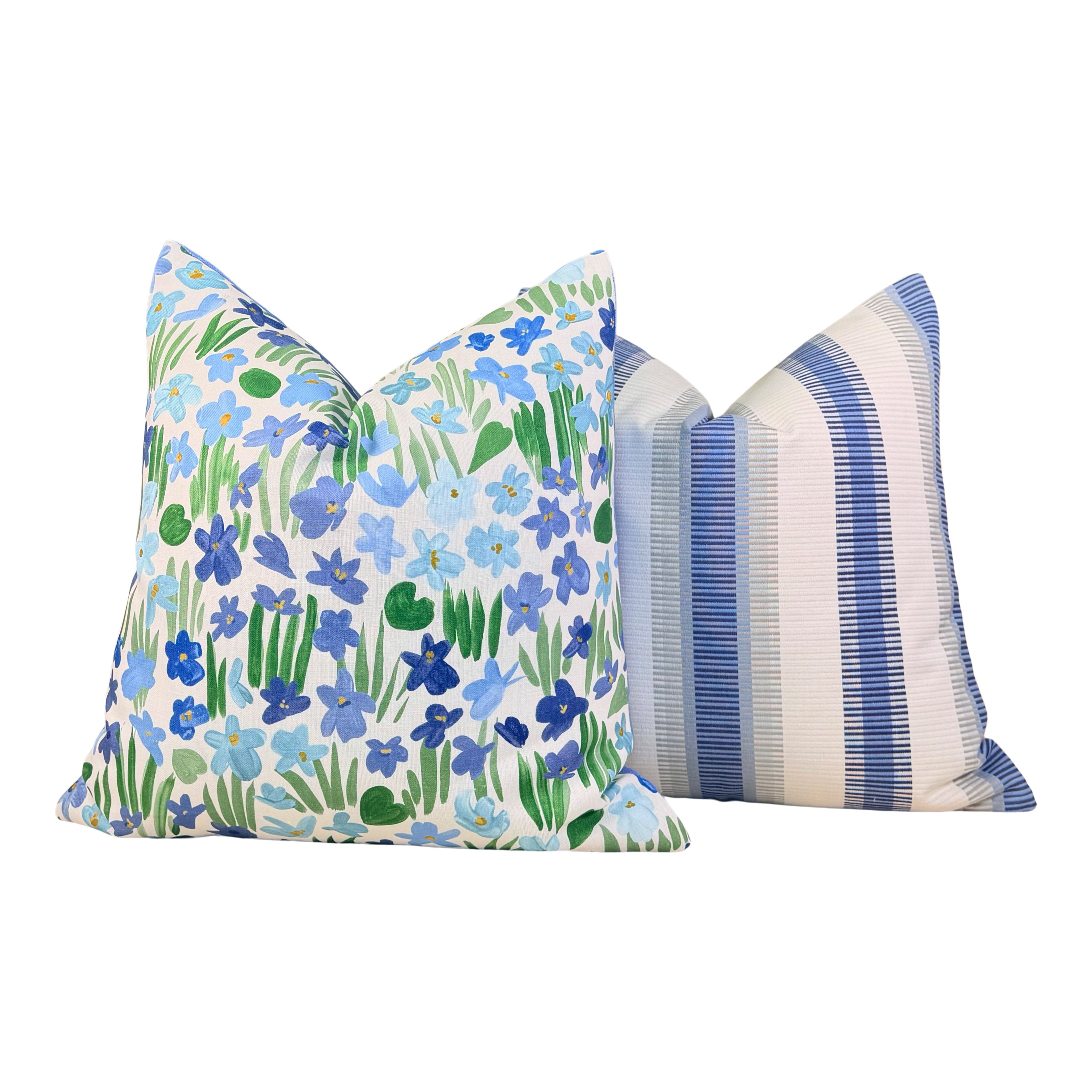 Schumacher Sweet Violette Outdoor Pillow - Blue, Green