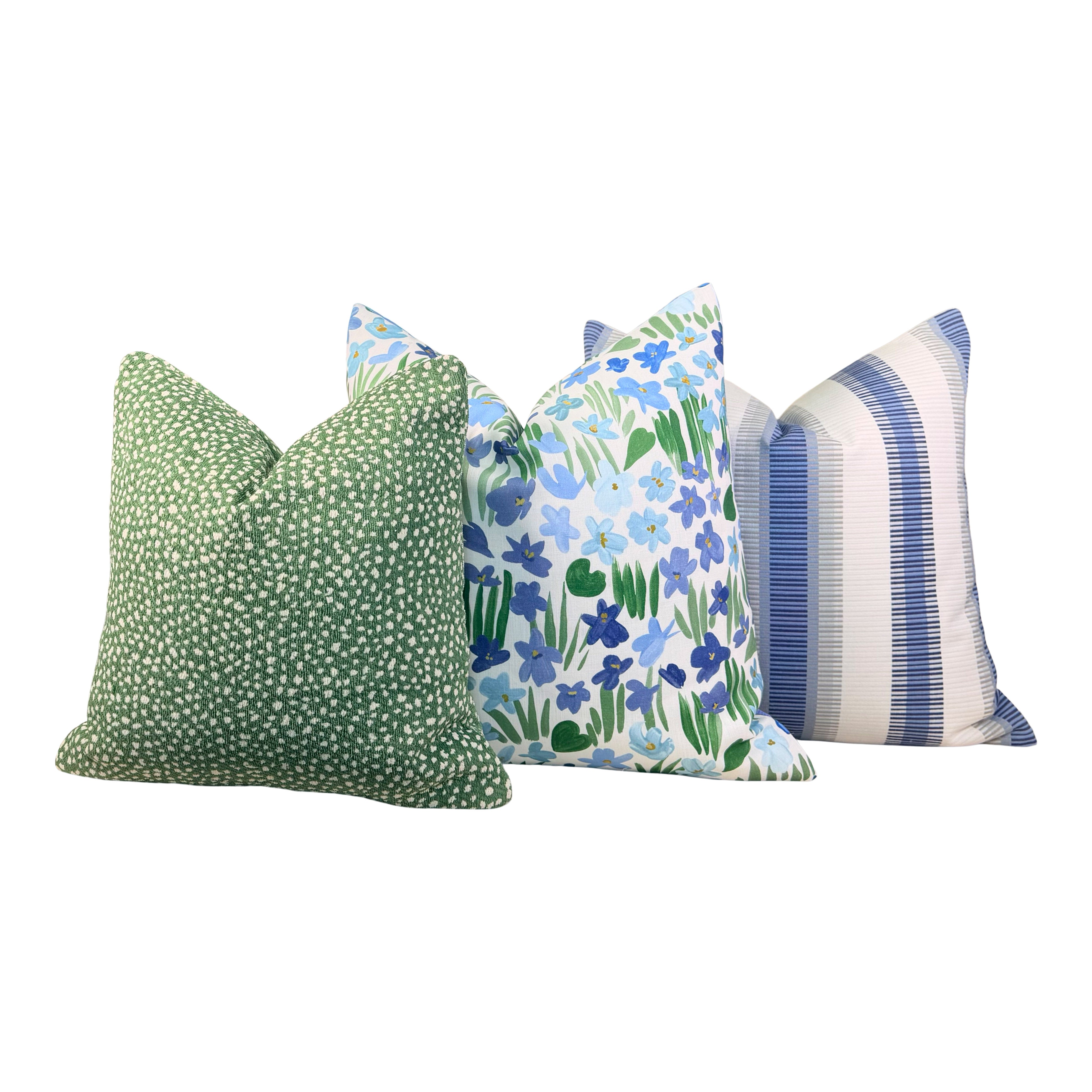Schumacher Sweet Violette Outdoor Pillow - Blue, Green