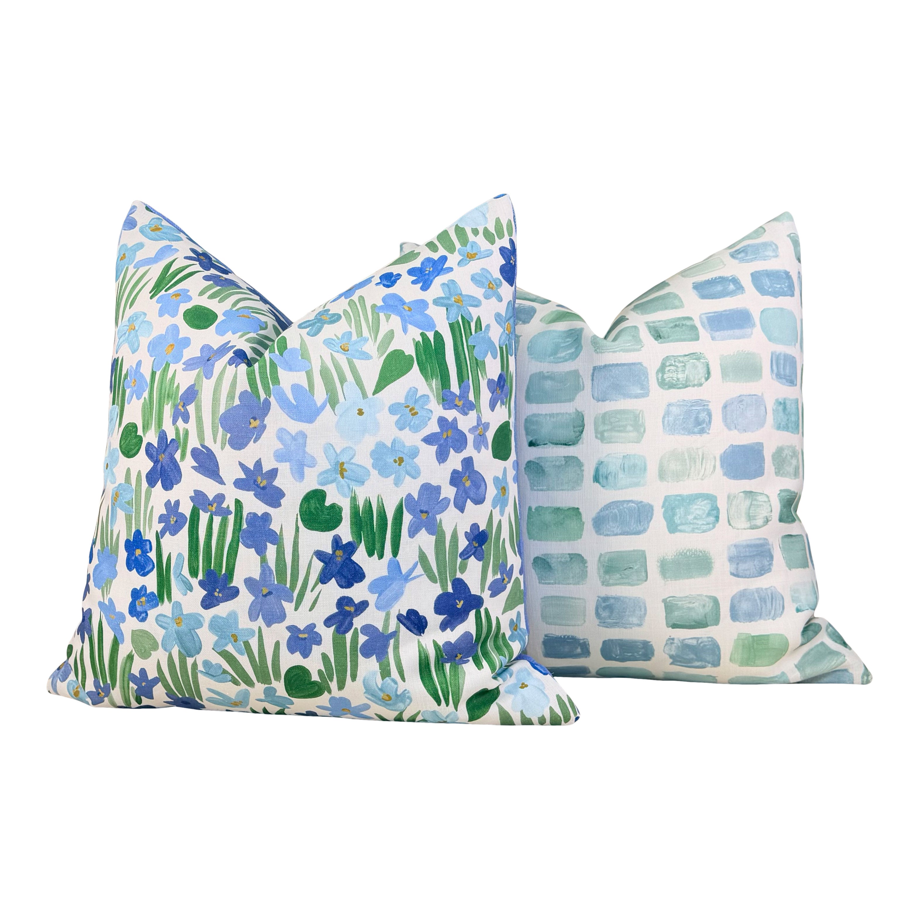 Schumacher Sweet Violette Outdoor Pillow - Blue, Green