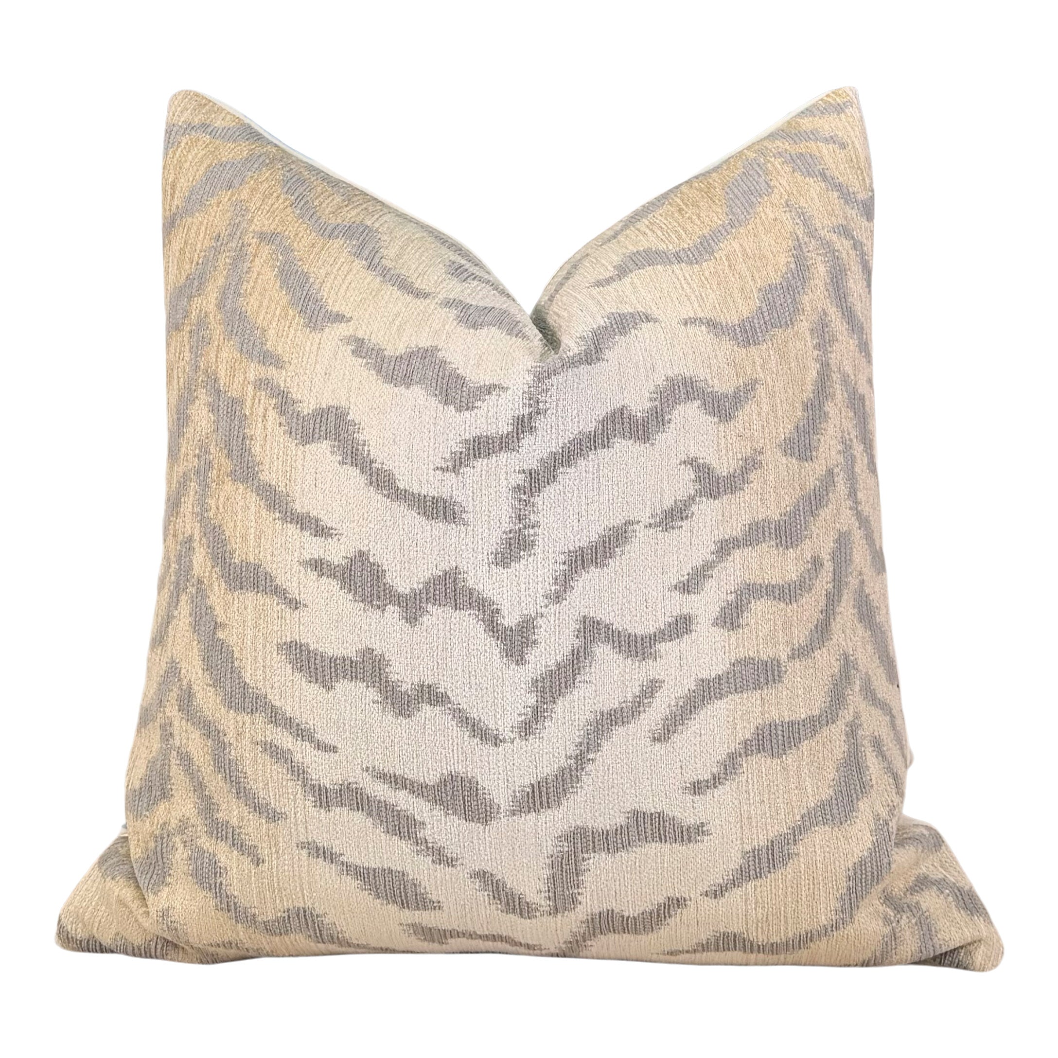 Tiger Stripes Woven Pillow - Beige