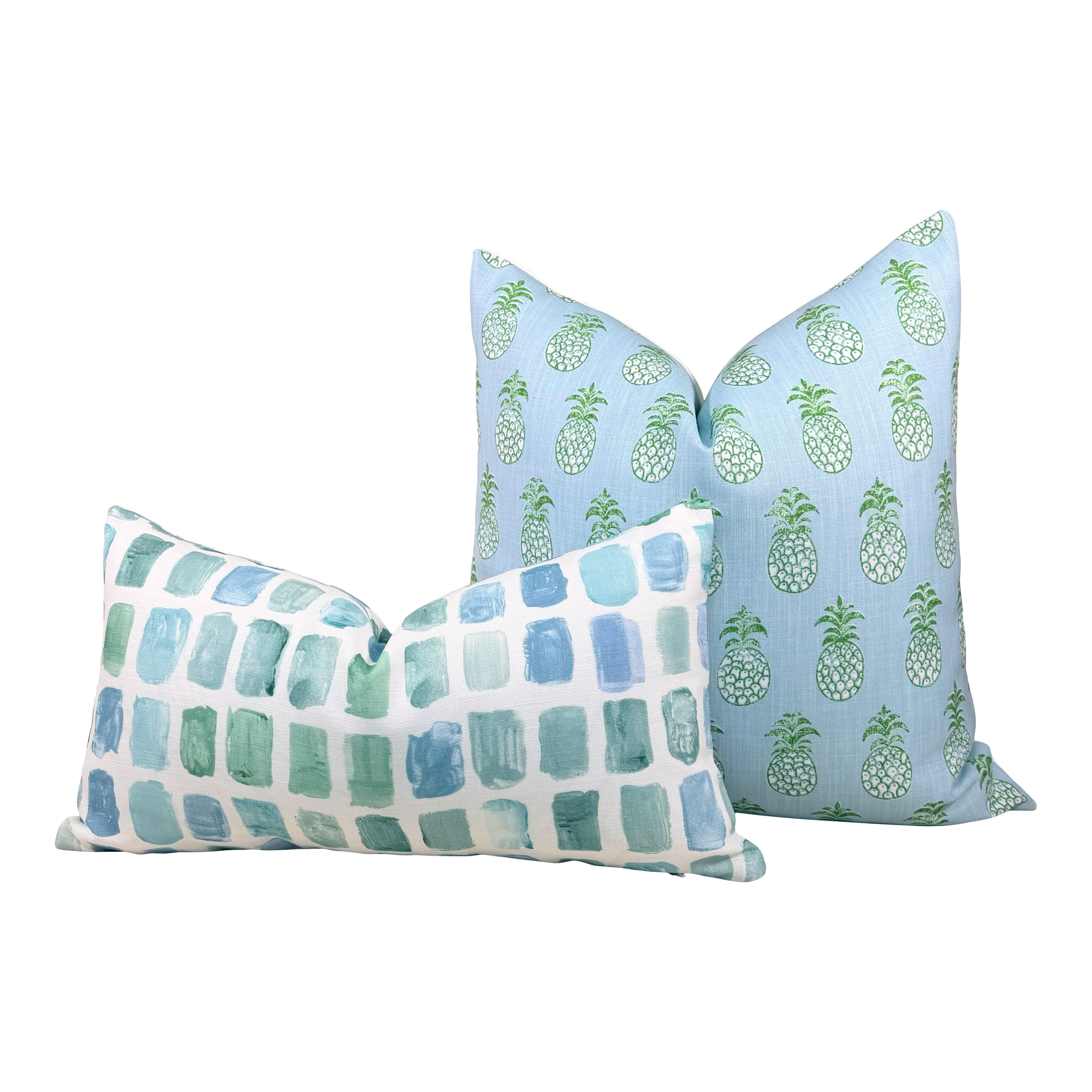 Schumacher Outdoor Piña Cove Pillow - Aquamarine