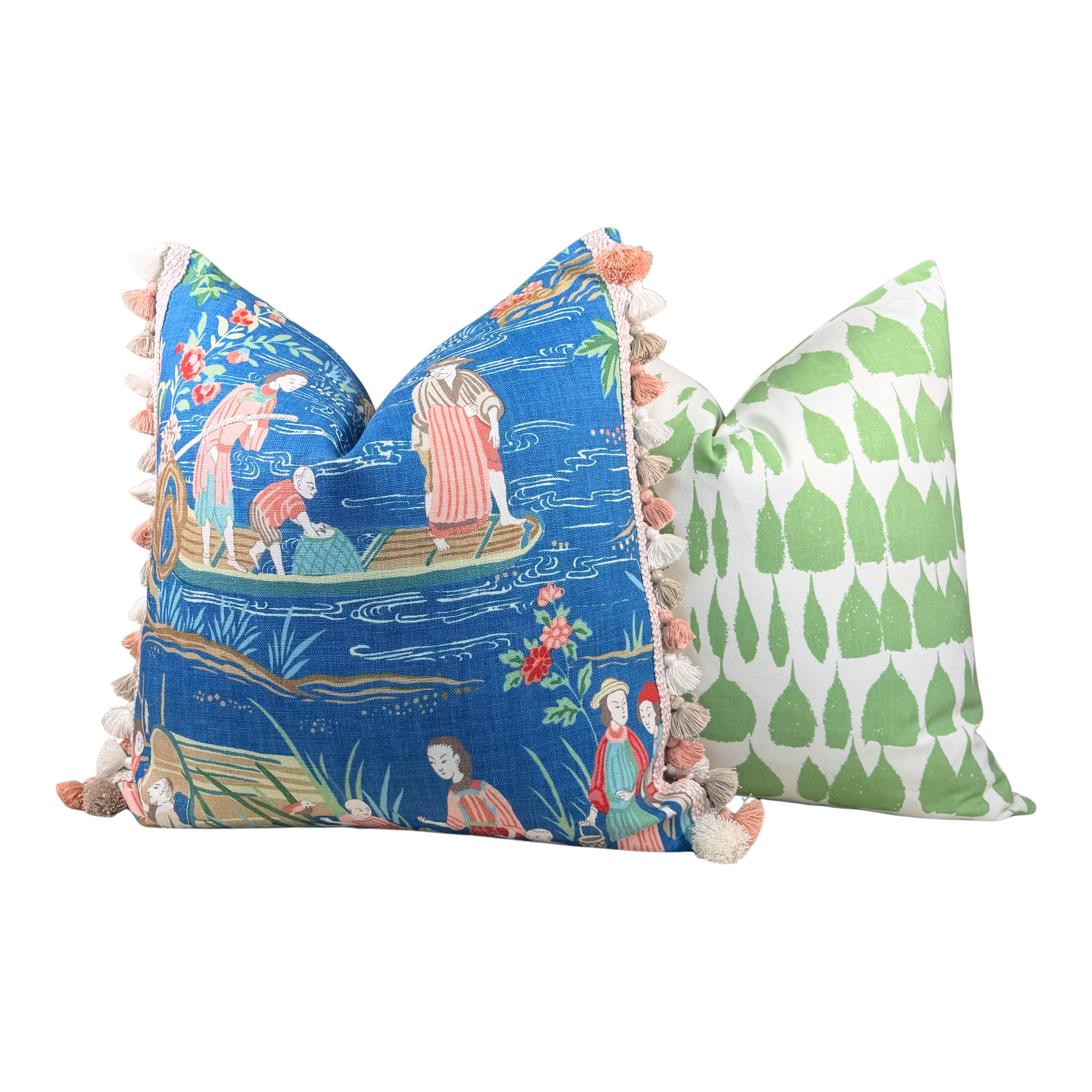 Schumacher Yangtze River Pillow - Blue