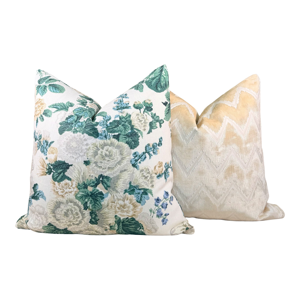 Thibaut Hidcote Floral Linen Pillow - Green, Cream