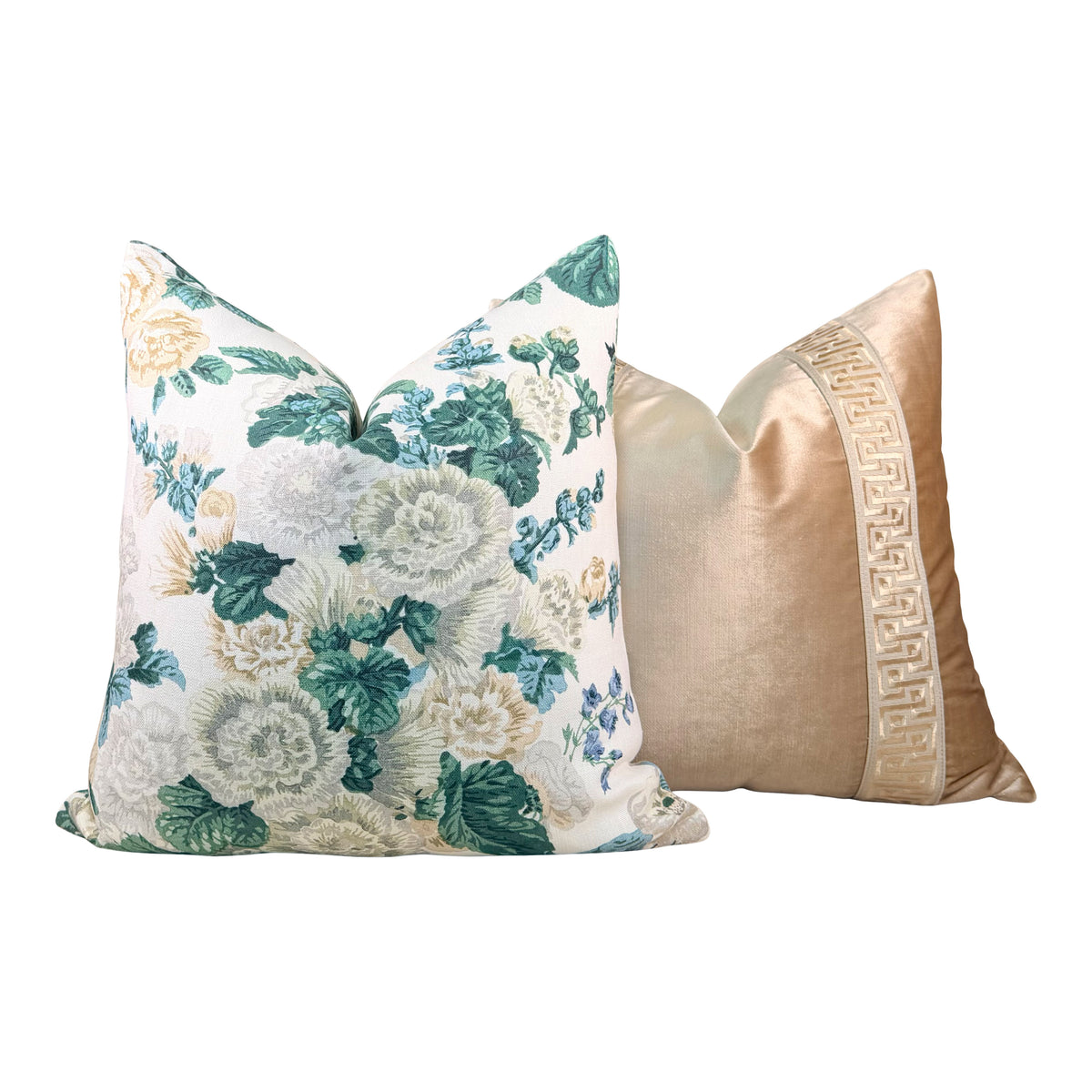 Thibaut Hidcote Floral Linen Pillow - Green, Cream