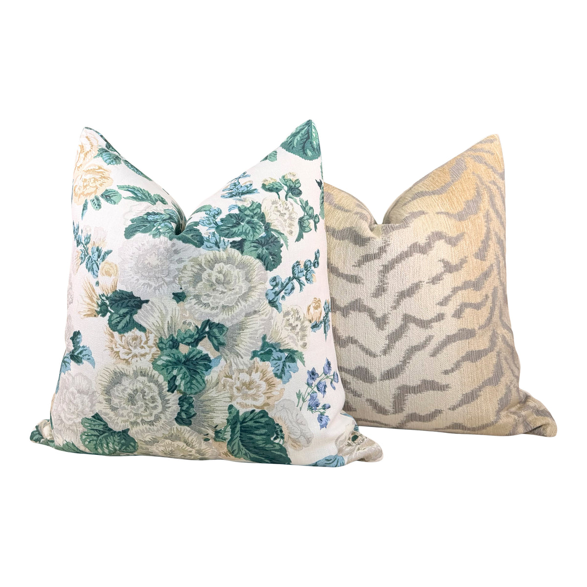 Thibaut Hidcote Floral Linen Pillow - Green, Cream