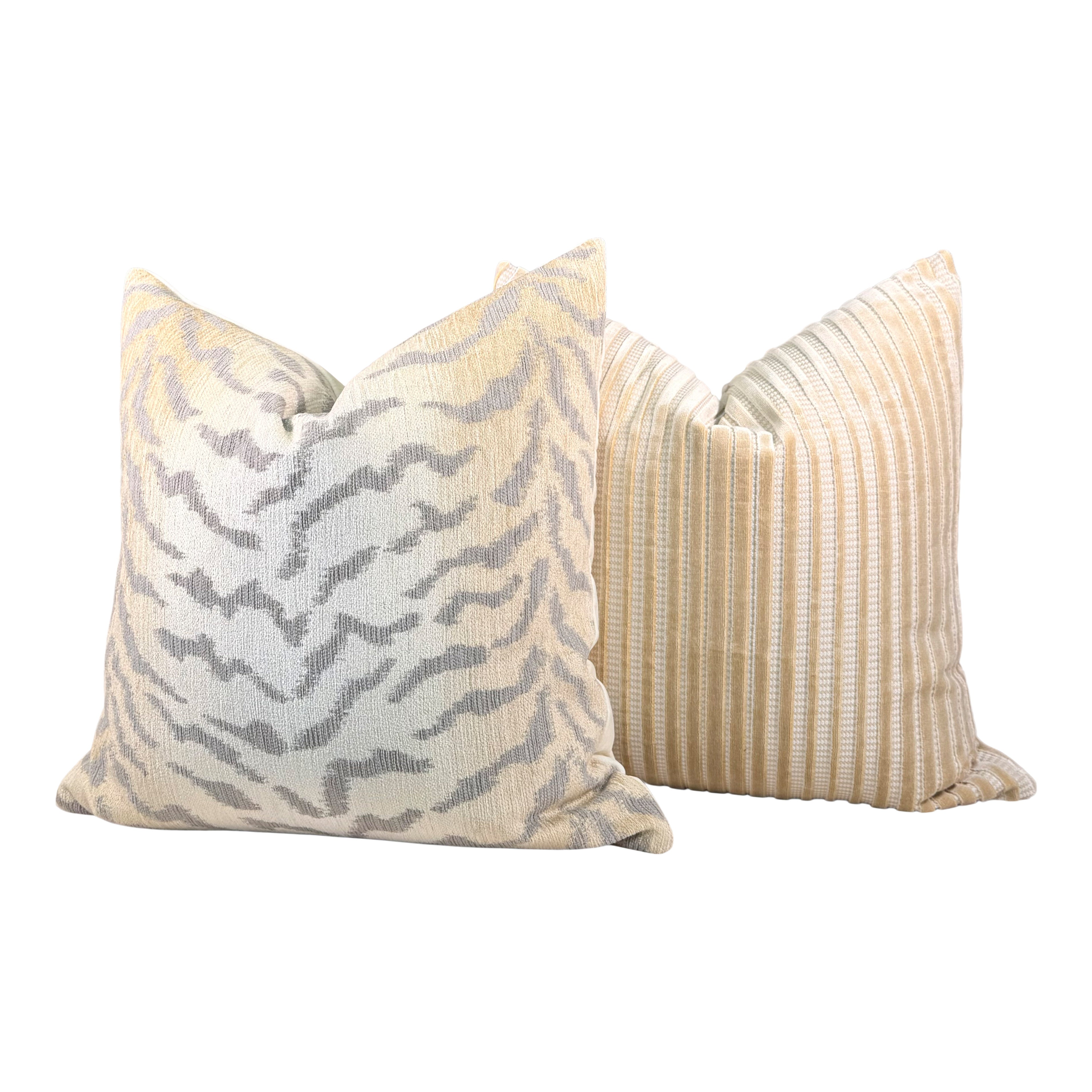 Tiger Stripes Woven Pillow - Beige