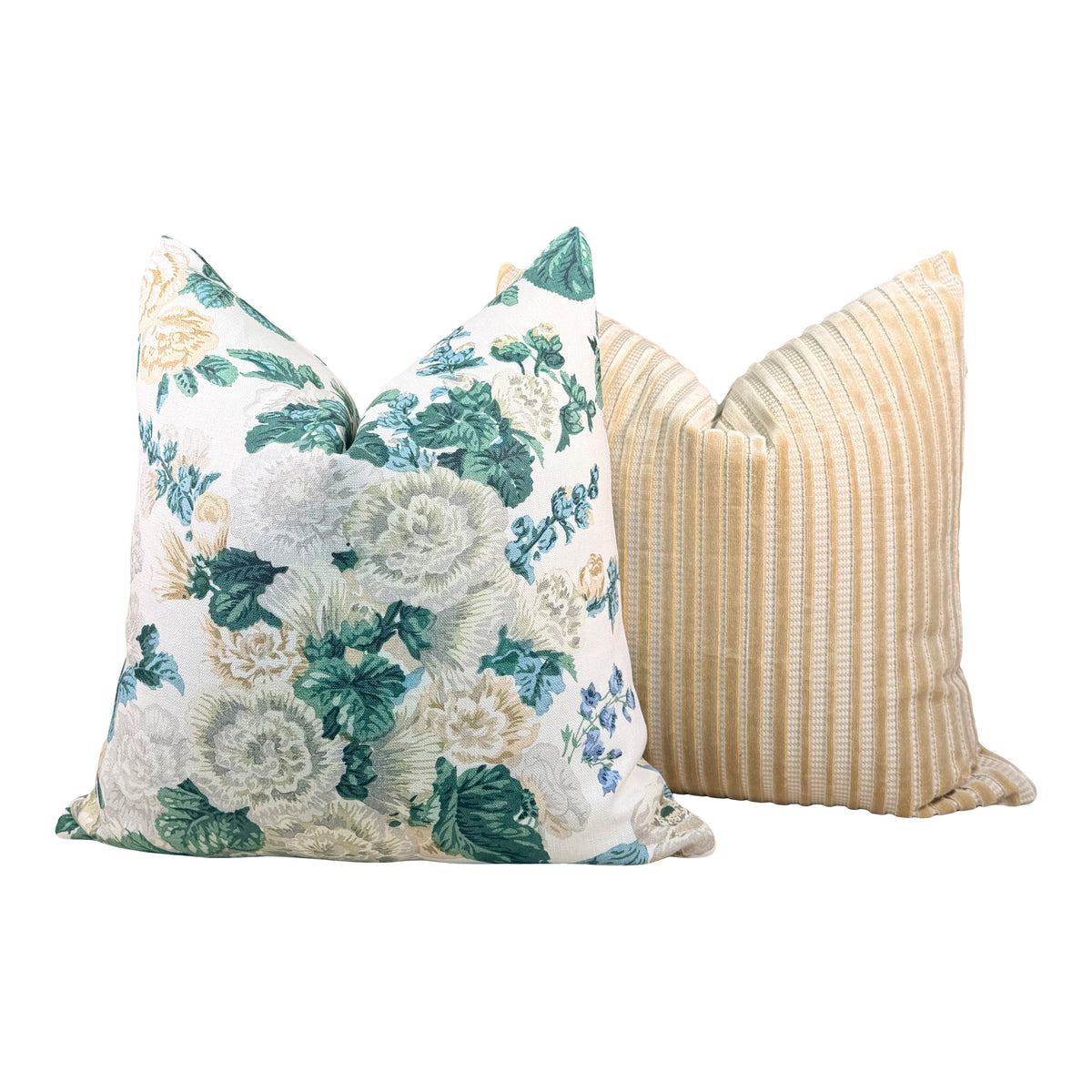Thibaut Hidcote Floral Linen Pillow - Green, Cream
