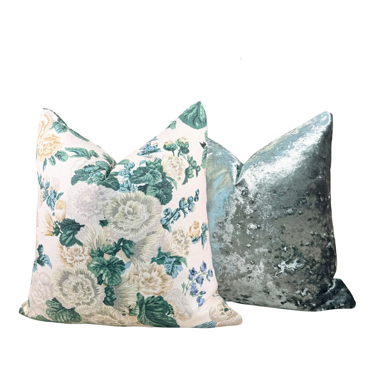 Designer Crushed Velvet Pillow - Sea glass